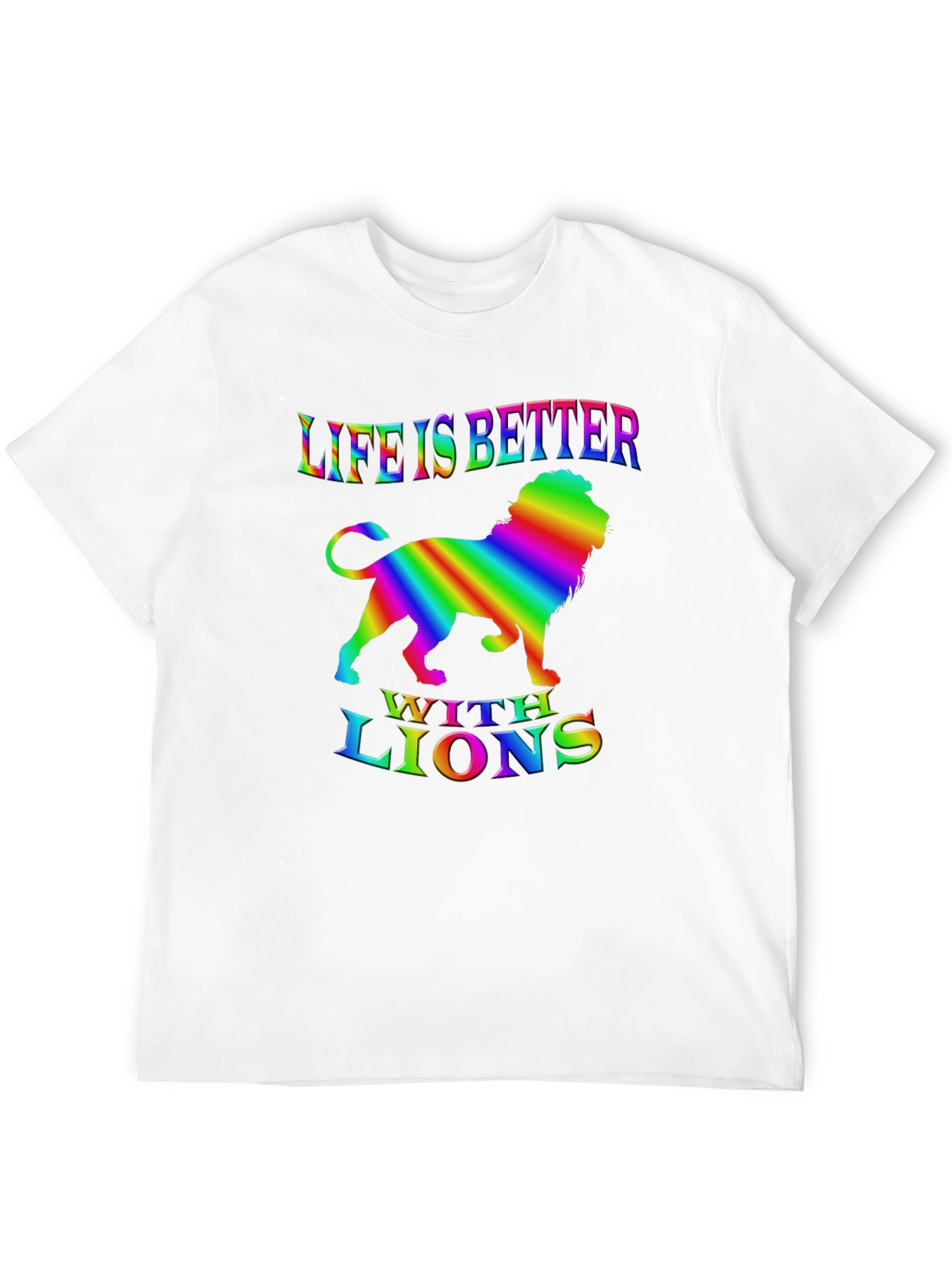 Life is Better with Lions Rainbow Graphic T-Shirt