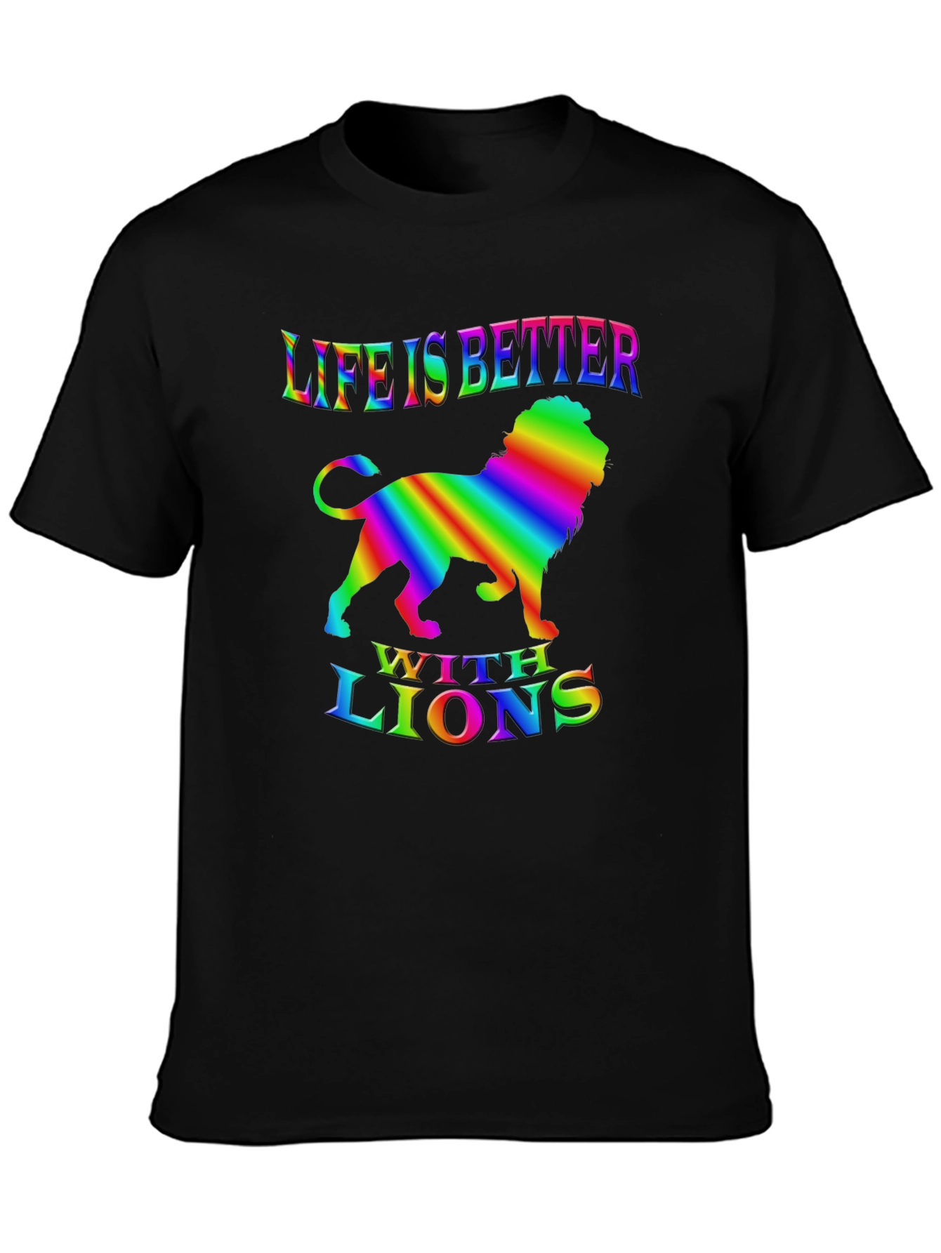Life is Better with Lions Rainbow Graphic T-Shirt