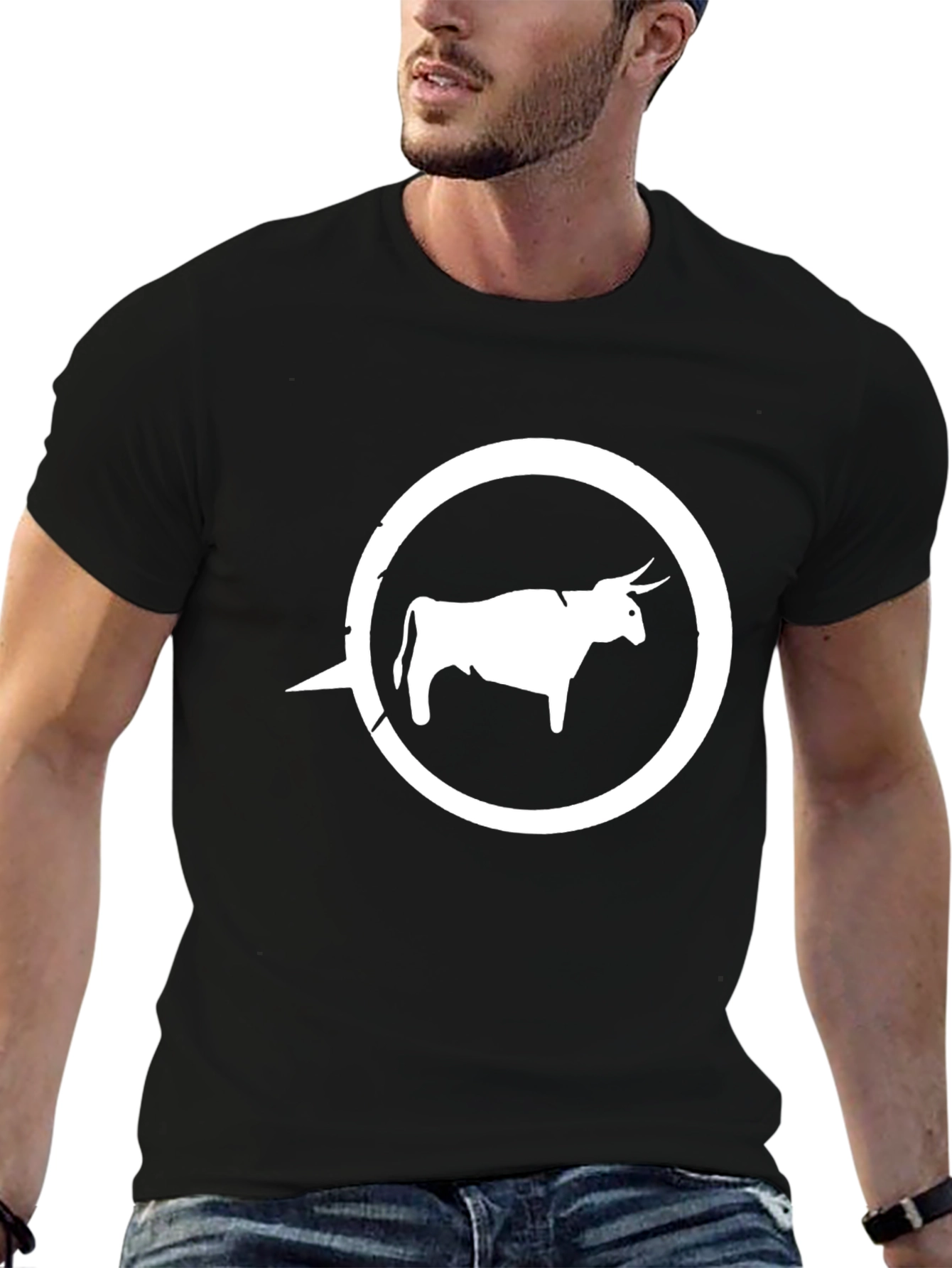 Bull Graphic Tee - Stylish Mens Black T-Shirt