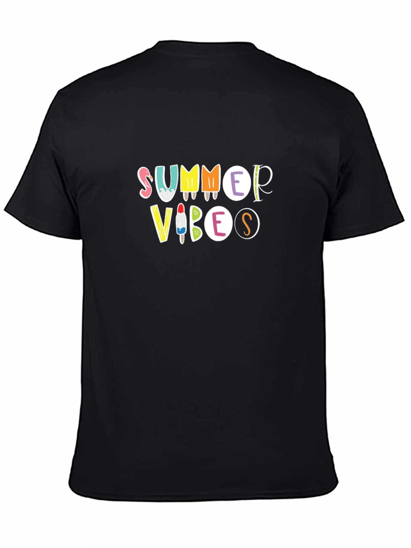 Summer Vibes Graphic Black T-Shirt