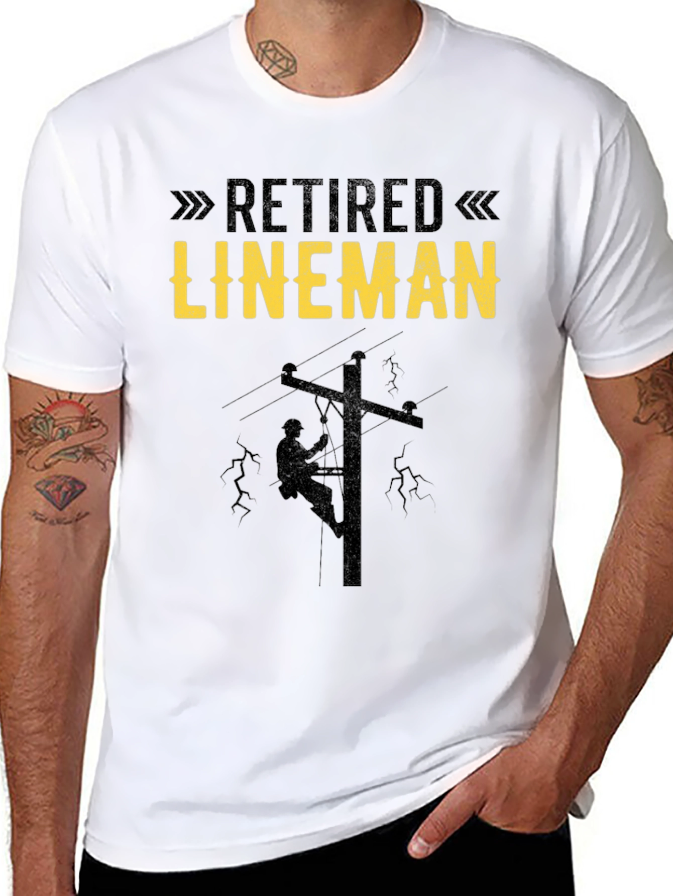 Retired Lineman Black T-Shirt