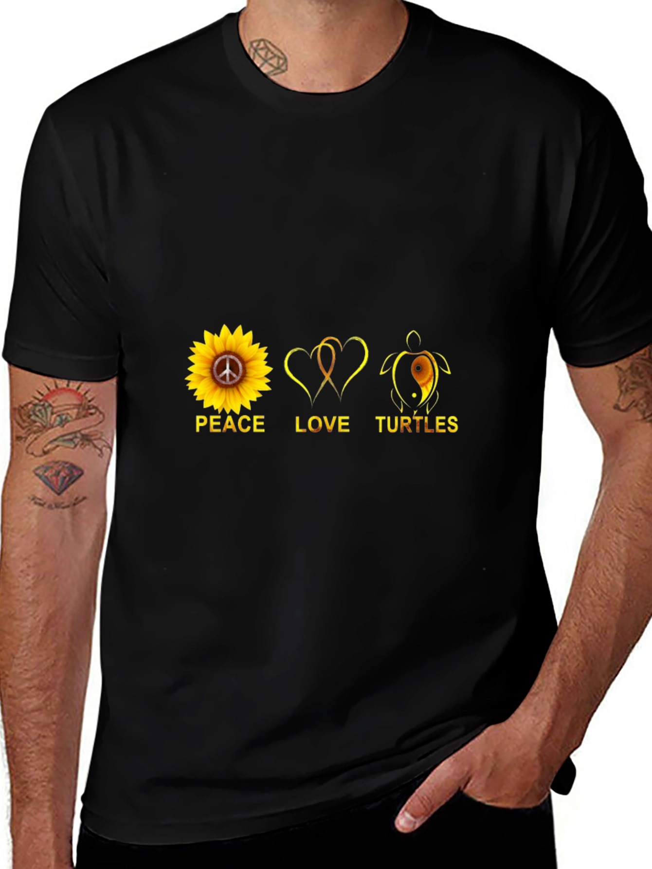 Peace Love Turtles T-Shirt Black