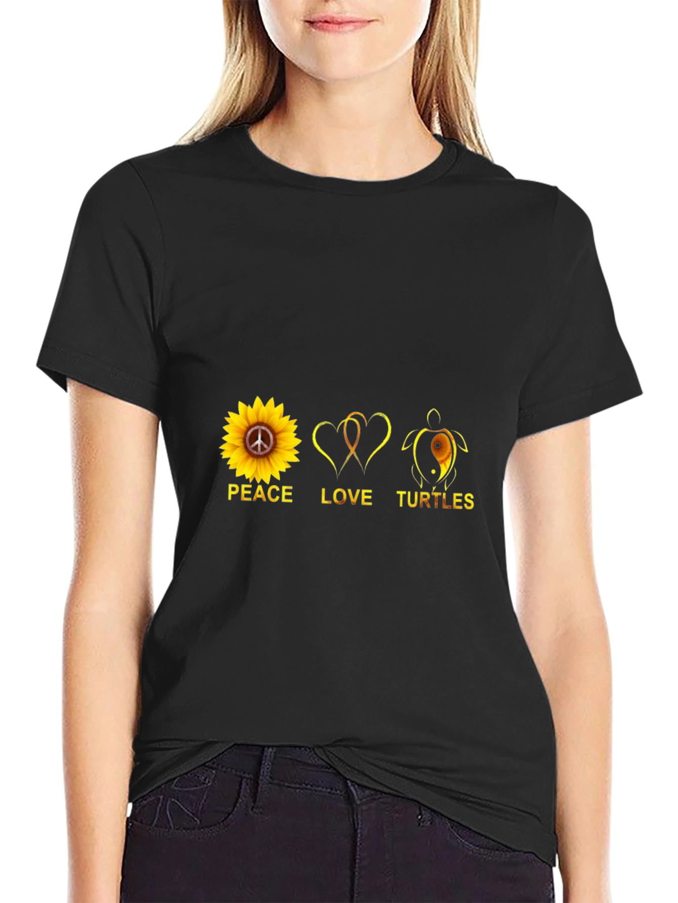 Peace Love Turtles T-Shirt Black