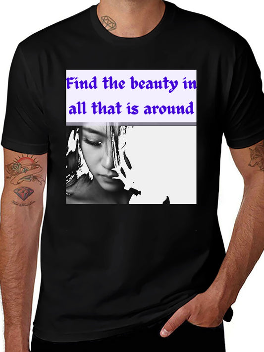 Beauty Around Graphic Tee - Stylish Black Cotton T-Shirt