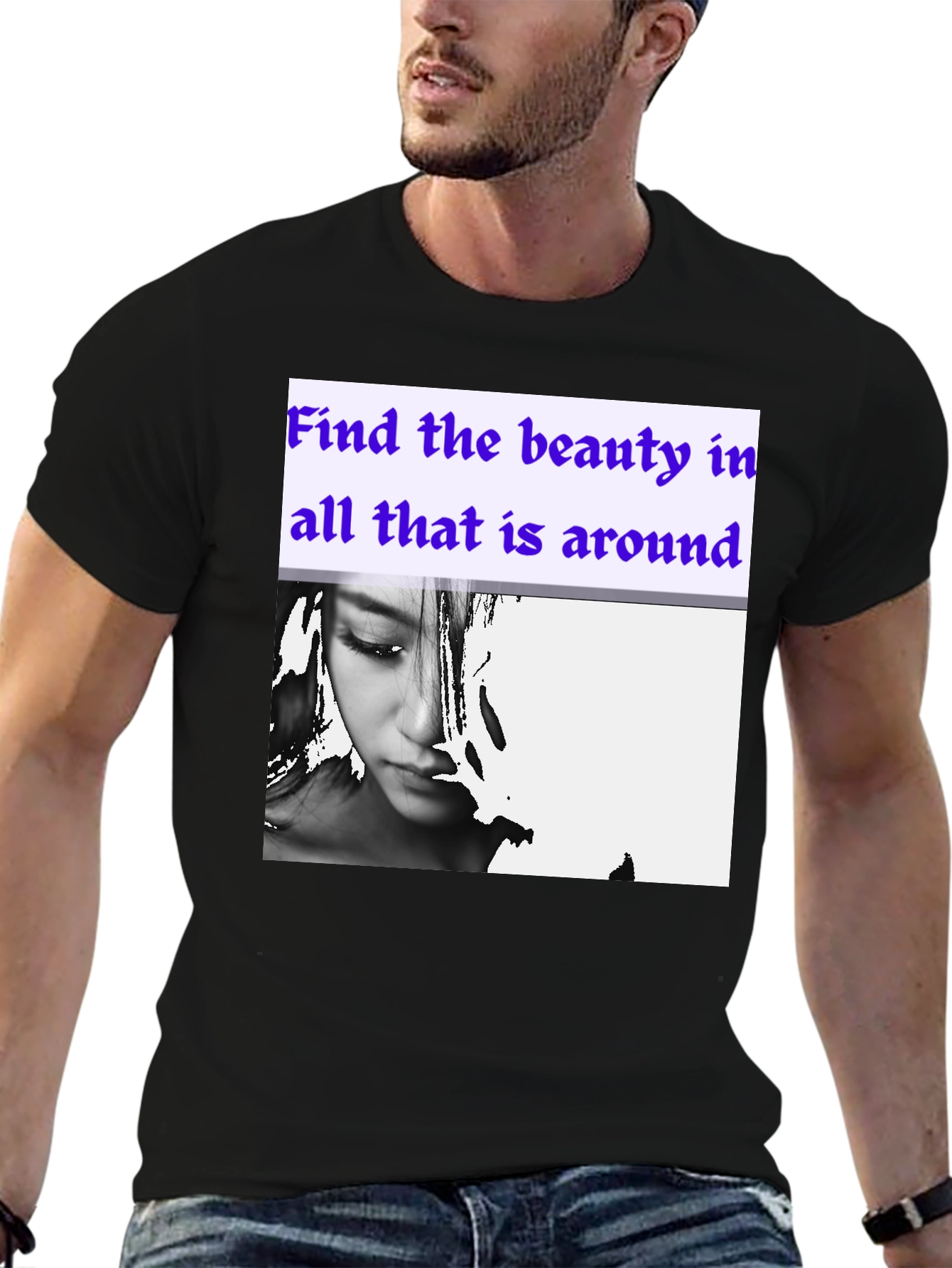 Beauty Around Graphic Tee - Stylish Black Cotton T-Shirt