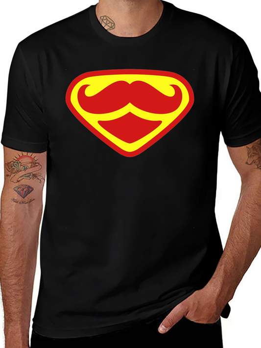 Funny Mustache Superman Logo Graphic T-Shirt