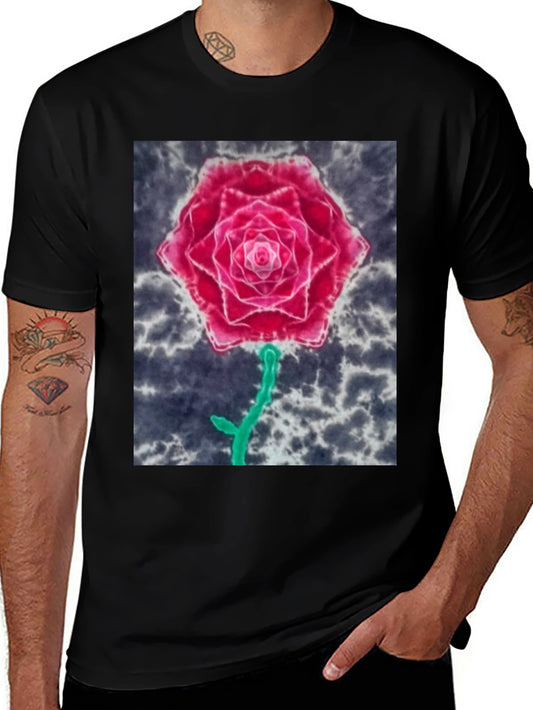 Rose Graphic Tee - Unique Tie Dye Design