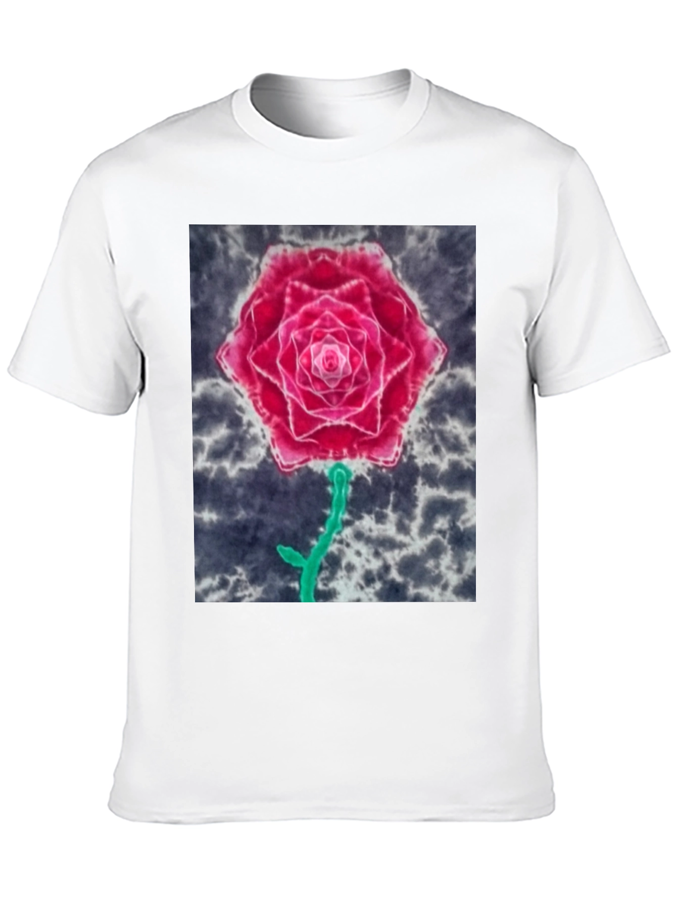 Rose Graphic Tee - Unique Tie Dye Design