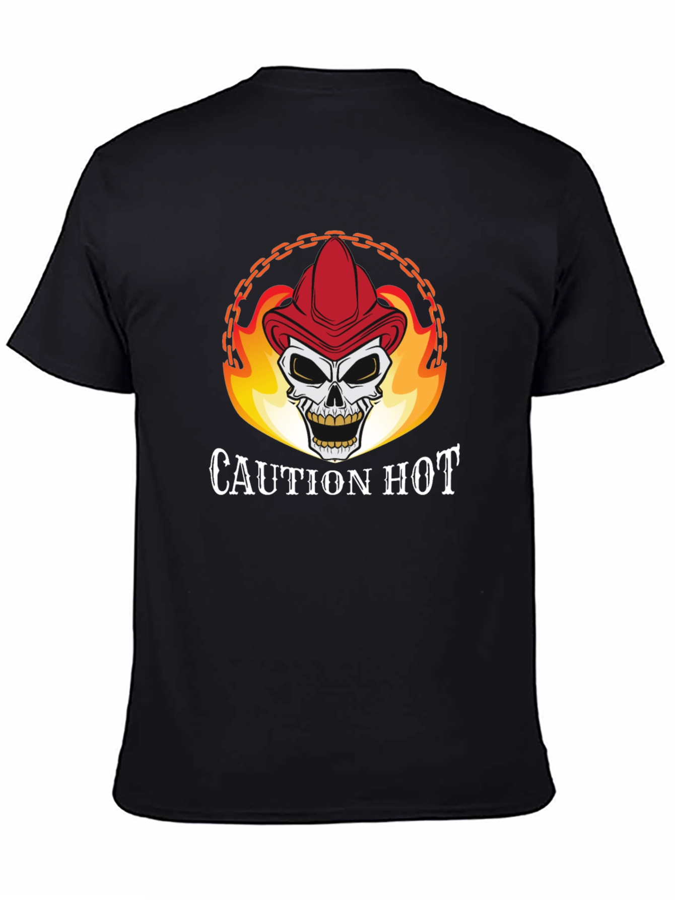 Caution Hot Skull Firefighter Graphic T-Shirt