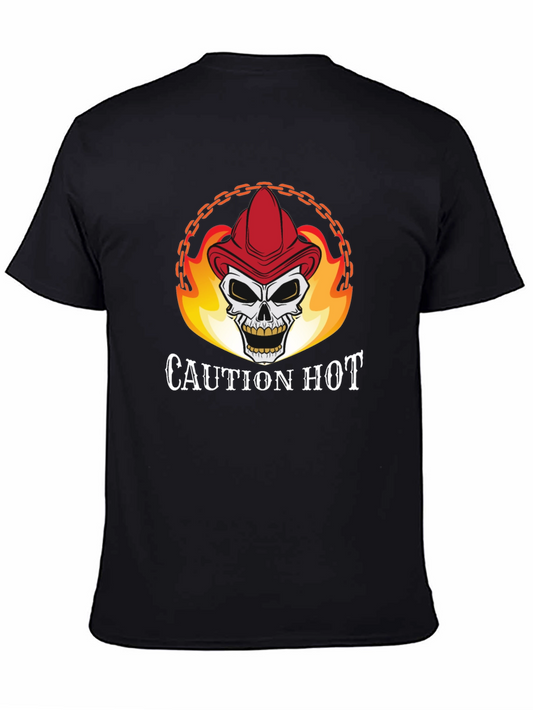 Caution Hot Skull Firefighter Graphic T-Shirt