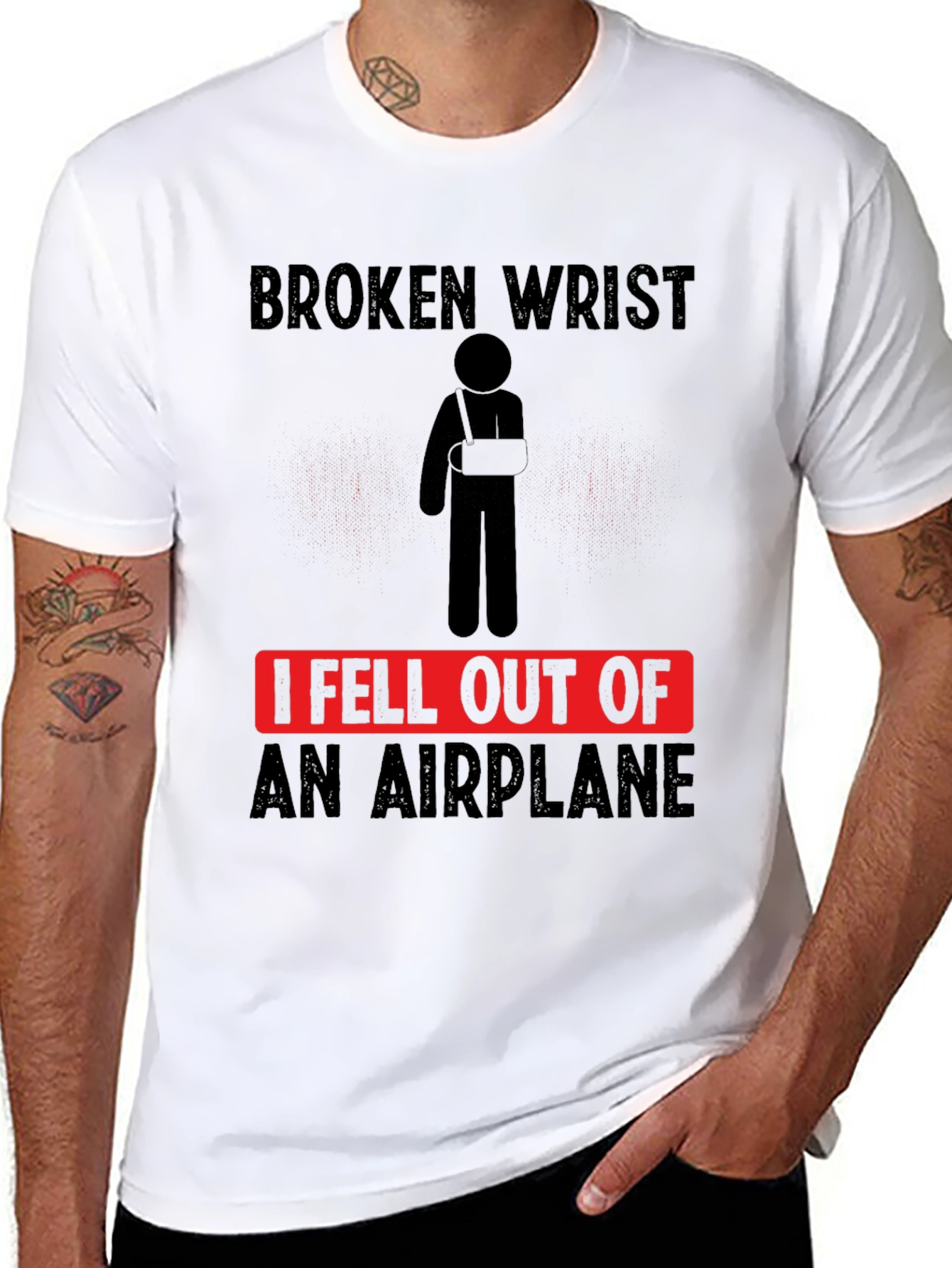 Broken Wrist Airplane T-Shirt Funny Injury Tee