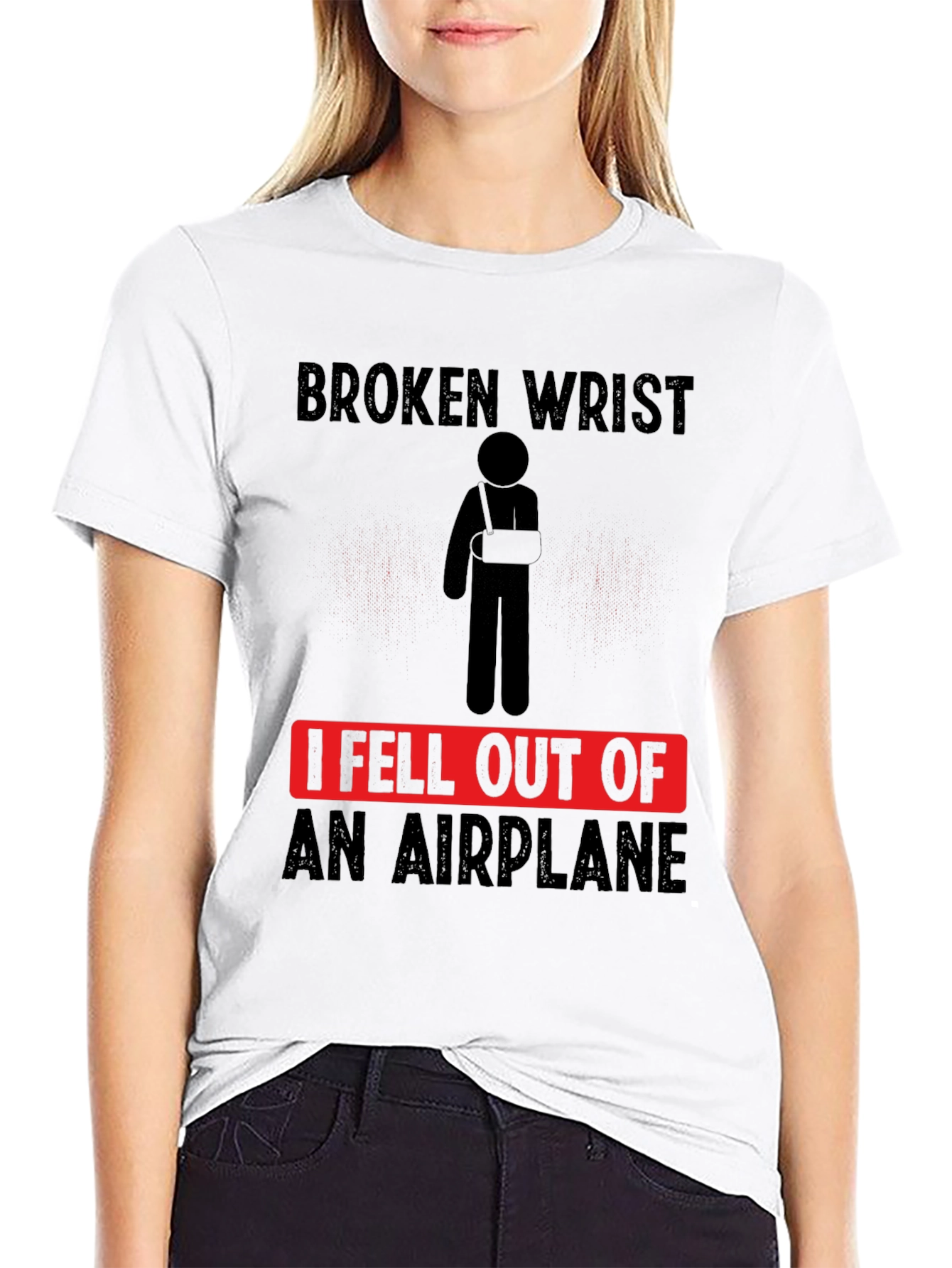 Broken Wrist Airplane T-Shirt Funny Injury Tee