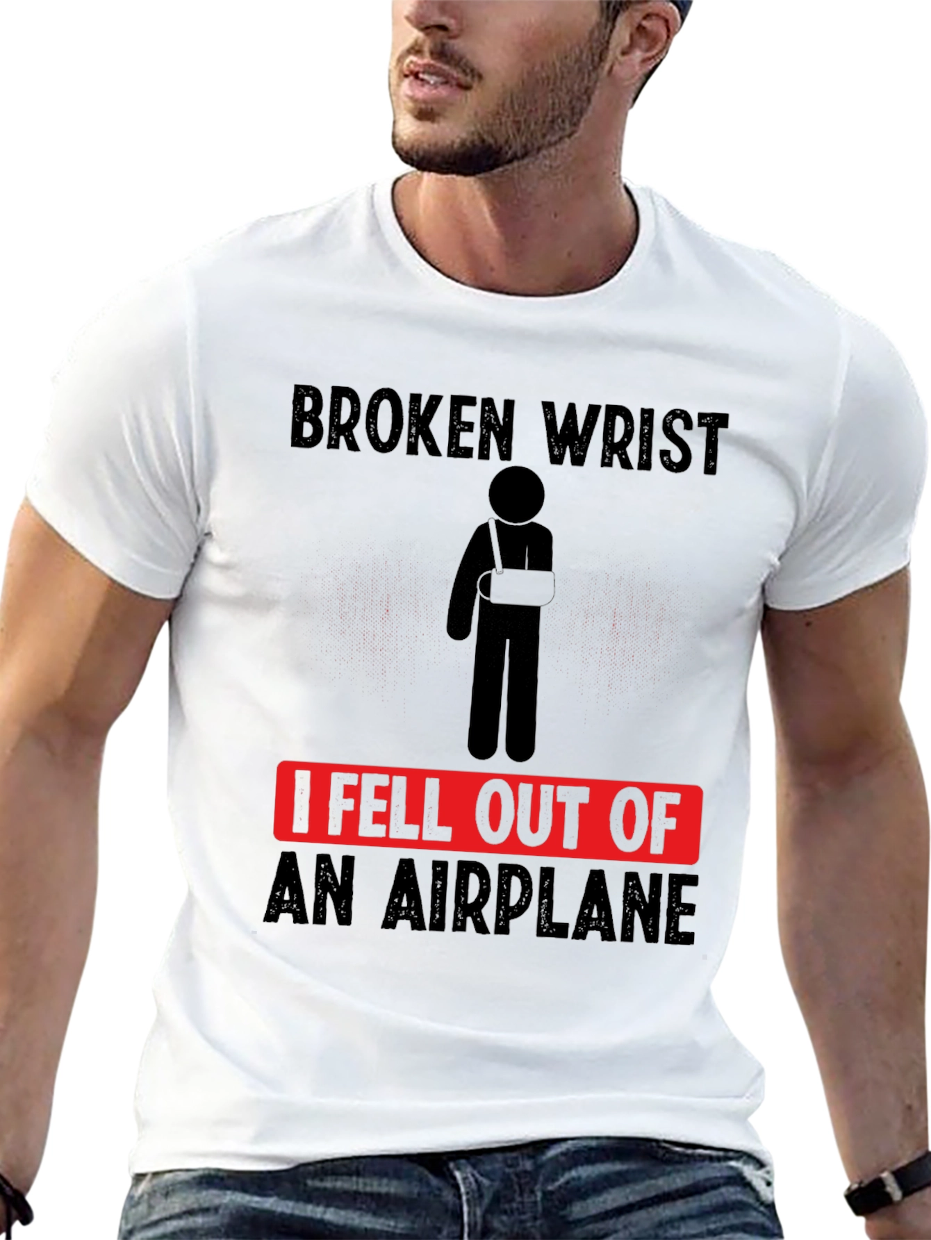 Broken Wrist Airplane T-Shirt Funny Injury Tee