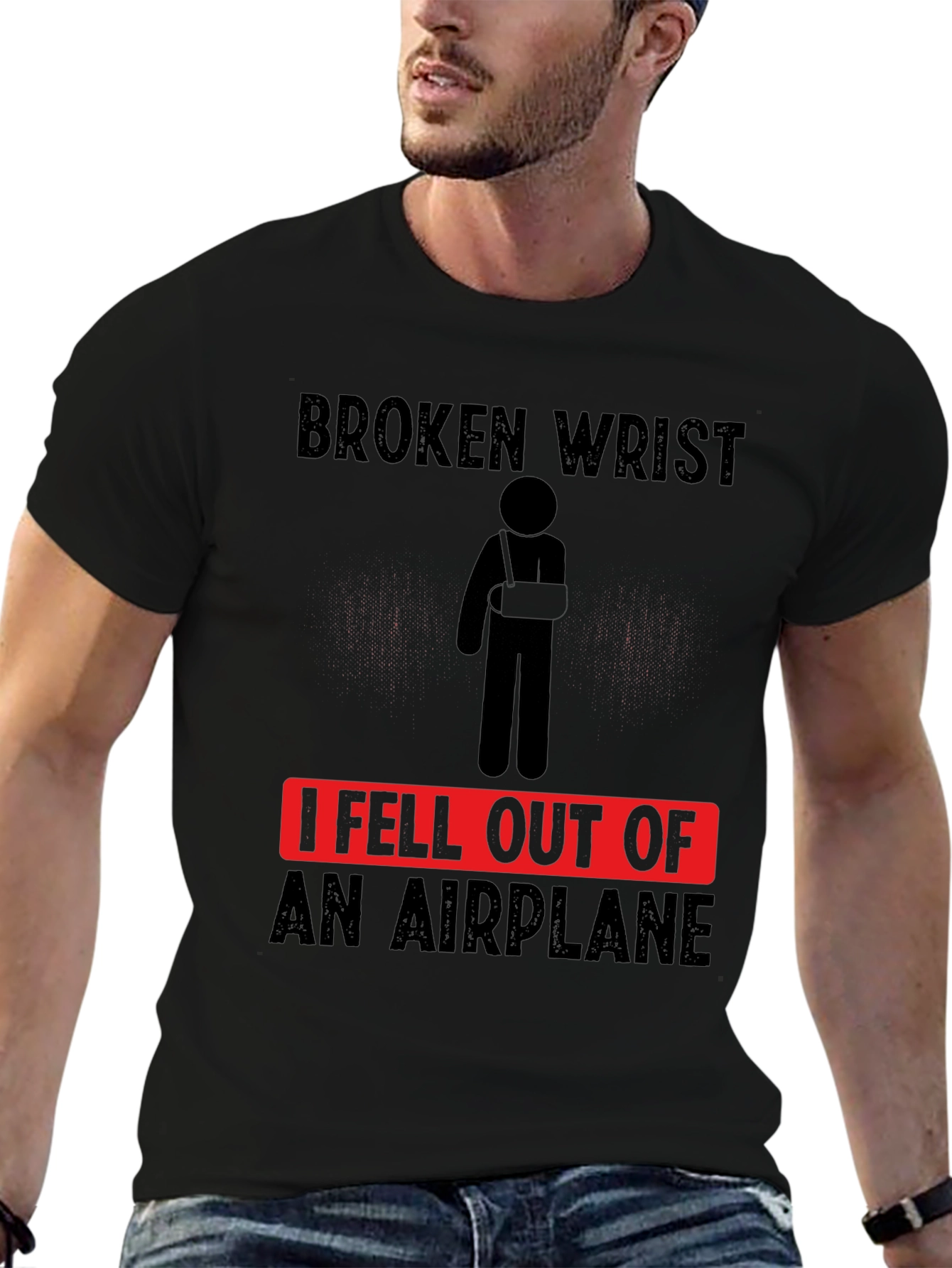 Broken Wrist Airplane T-Shirt Funny Injury Tee