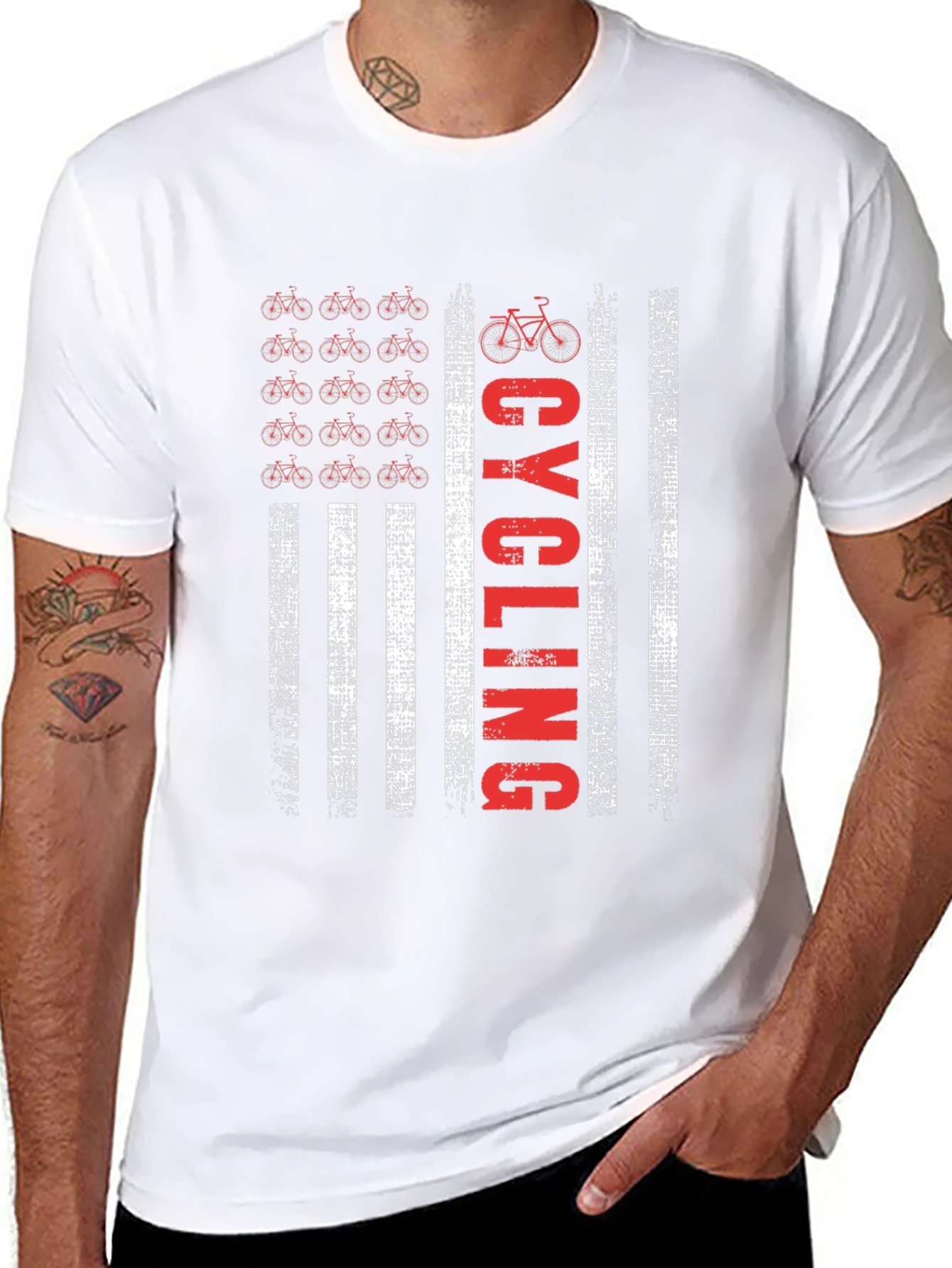 Cycling American Flag T-Shirt