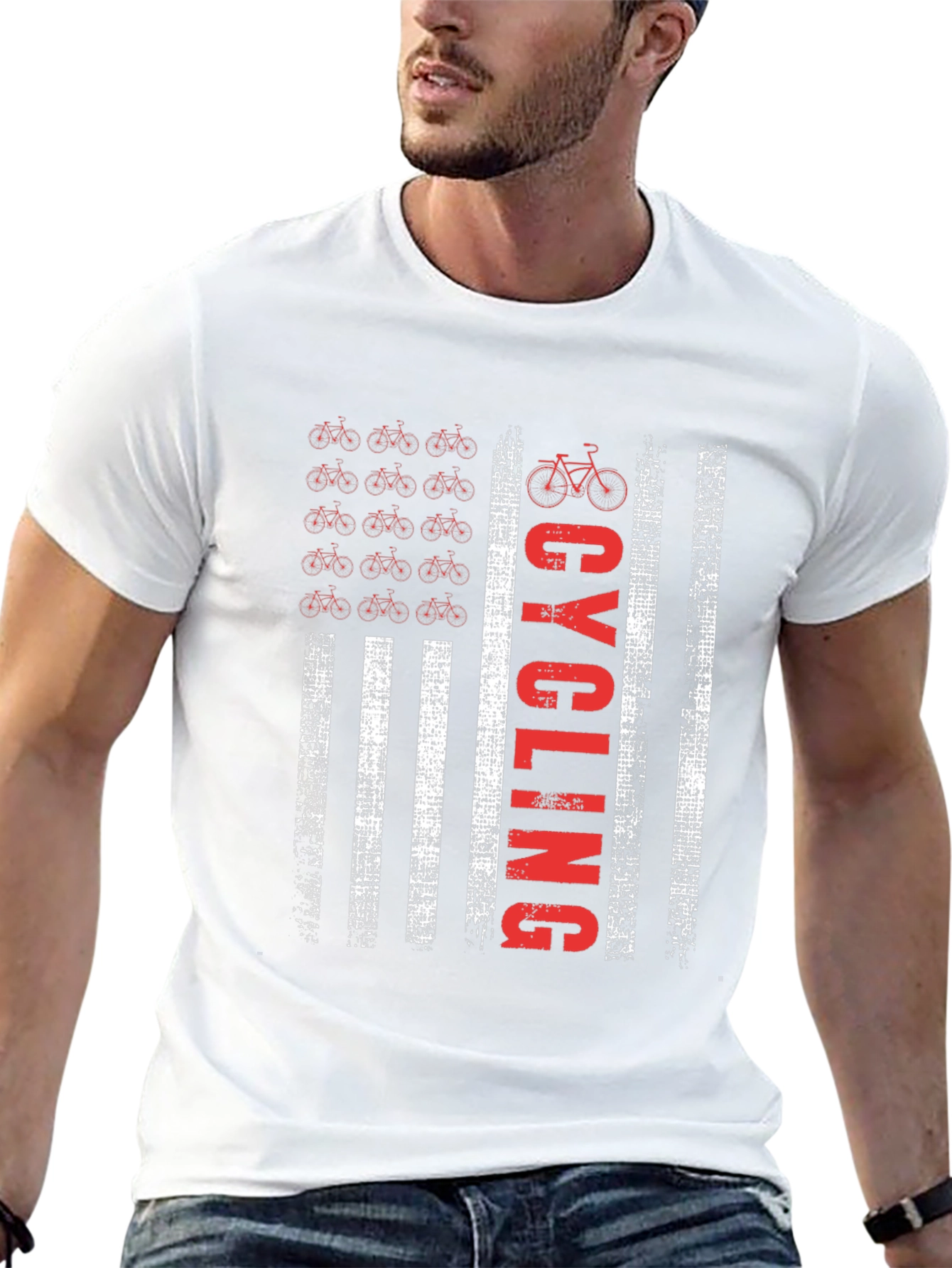 Cycling American Flag T-Shirt