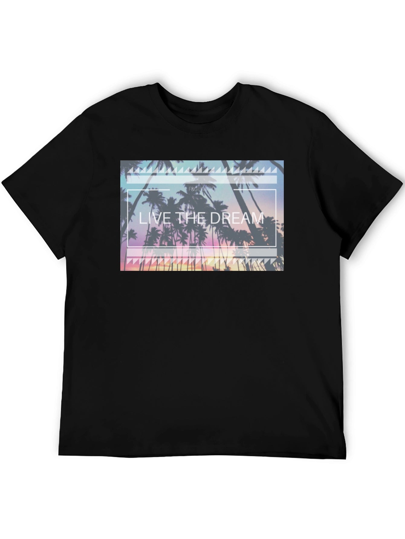 Live the Dream Graphic Tee - Tropical Palm Design
