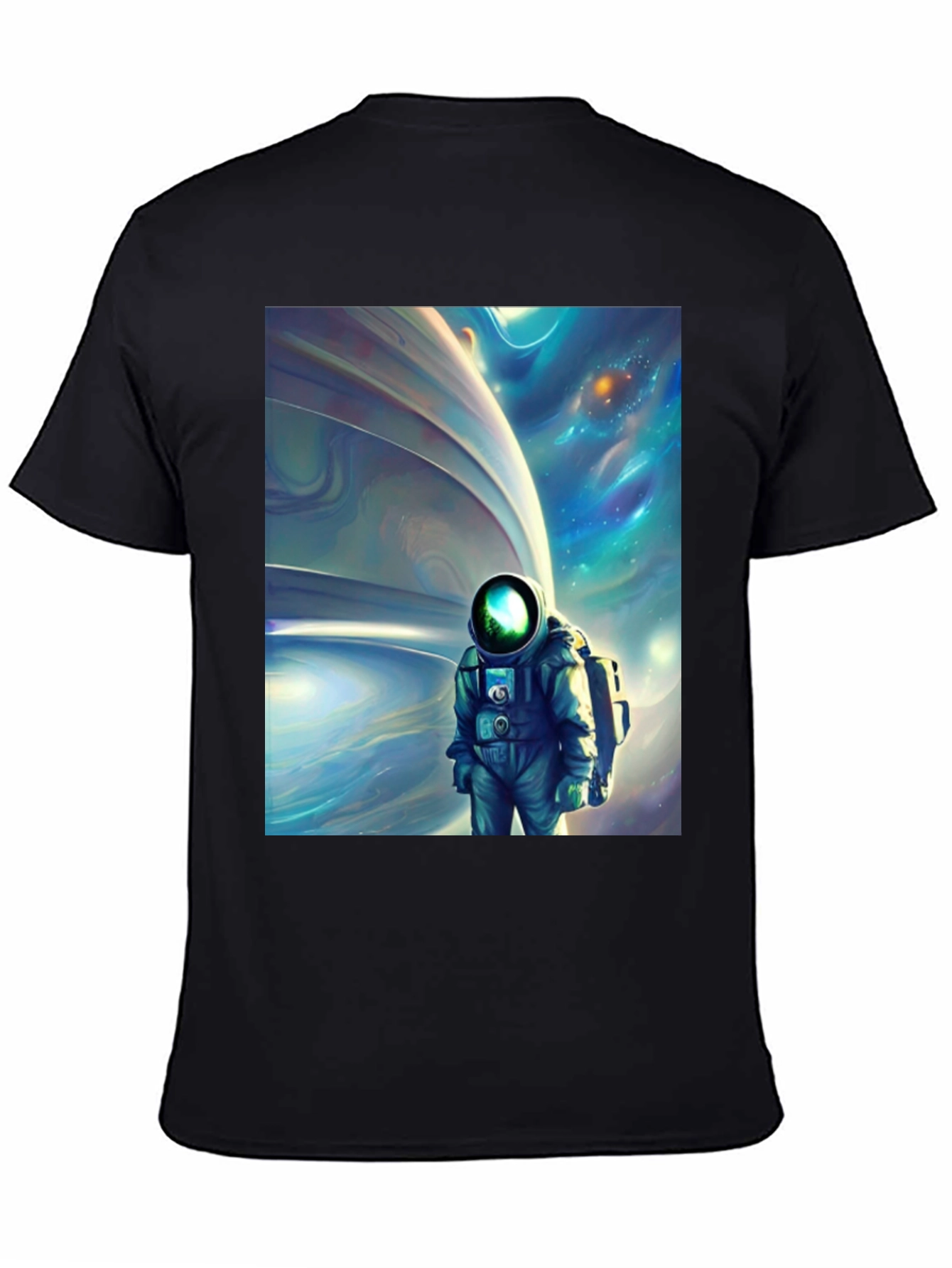 Astronaut Space Art Black T-Shirt