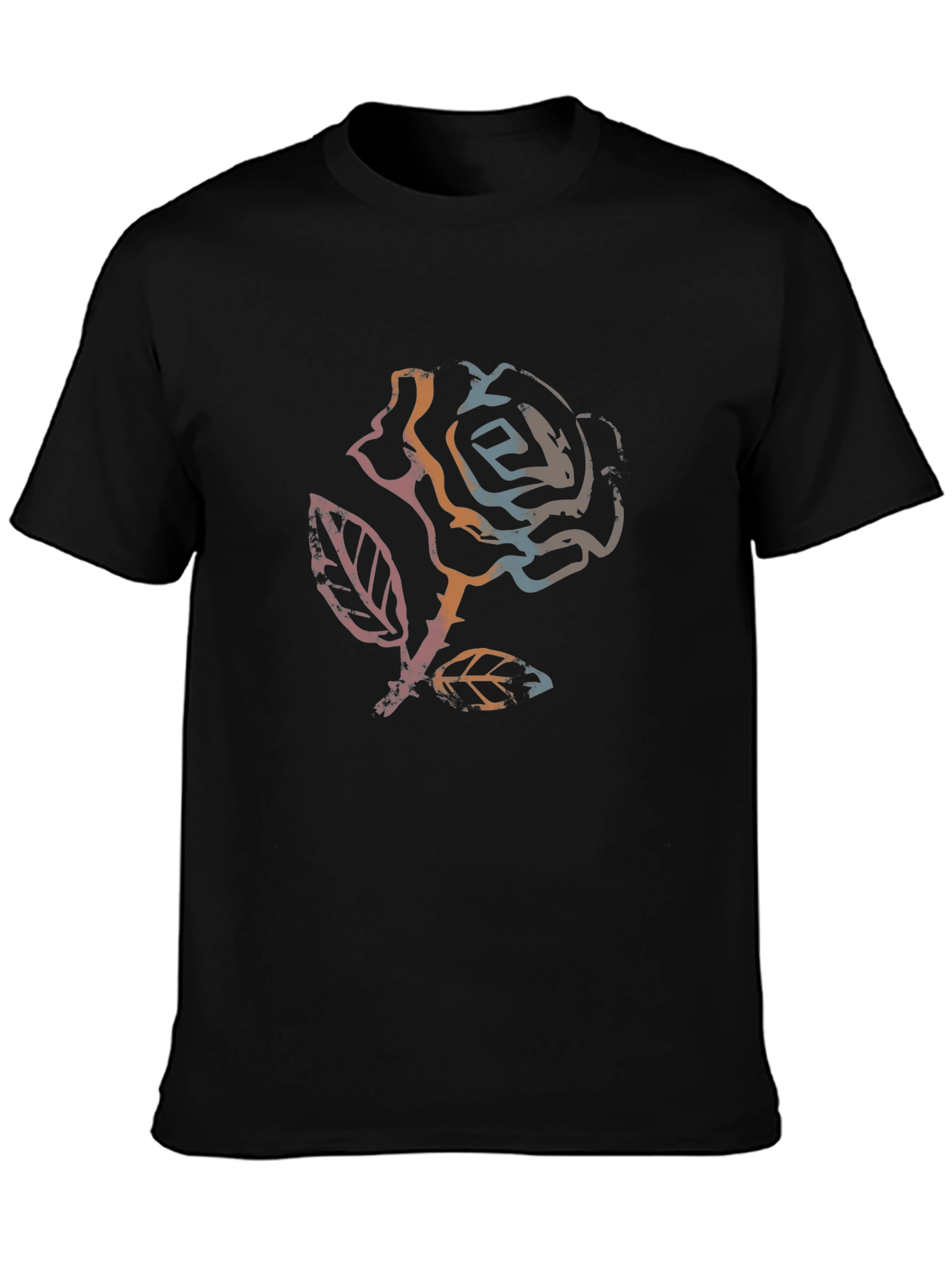 Rose Graphic Black T-Shirt - Stylish Casual Wear