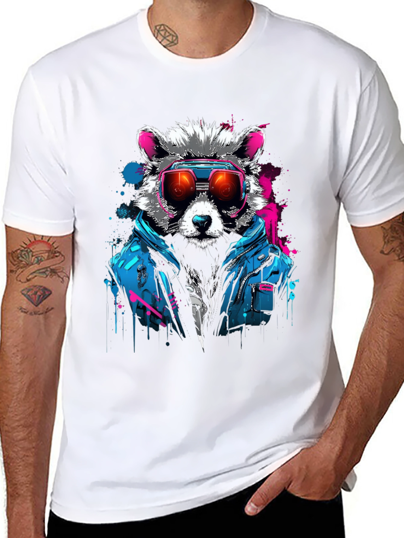 Raccoon Retro Wave Graphic T-Shirt
