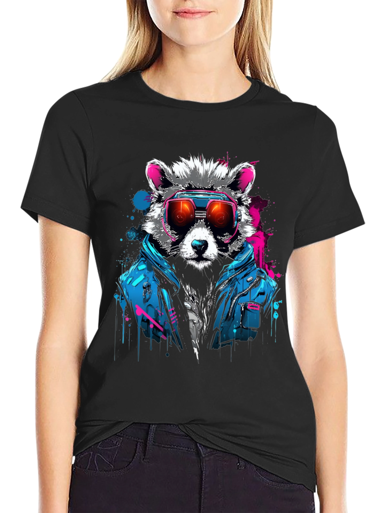 Raccoon Retro Wave Graphic T-Shirt