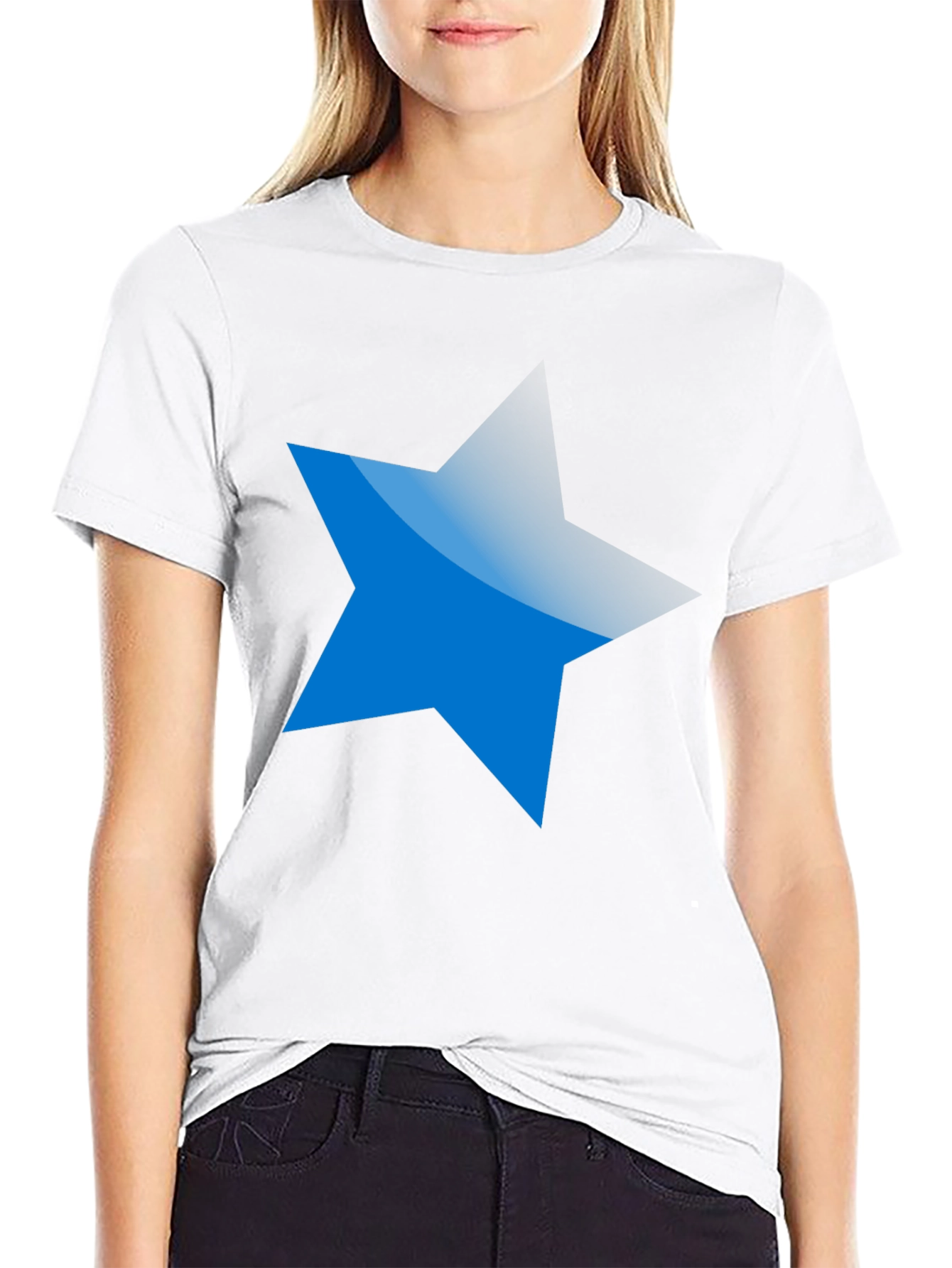 Blue Star Graphic Black T-Shirt