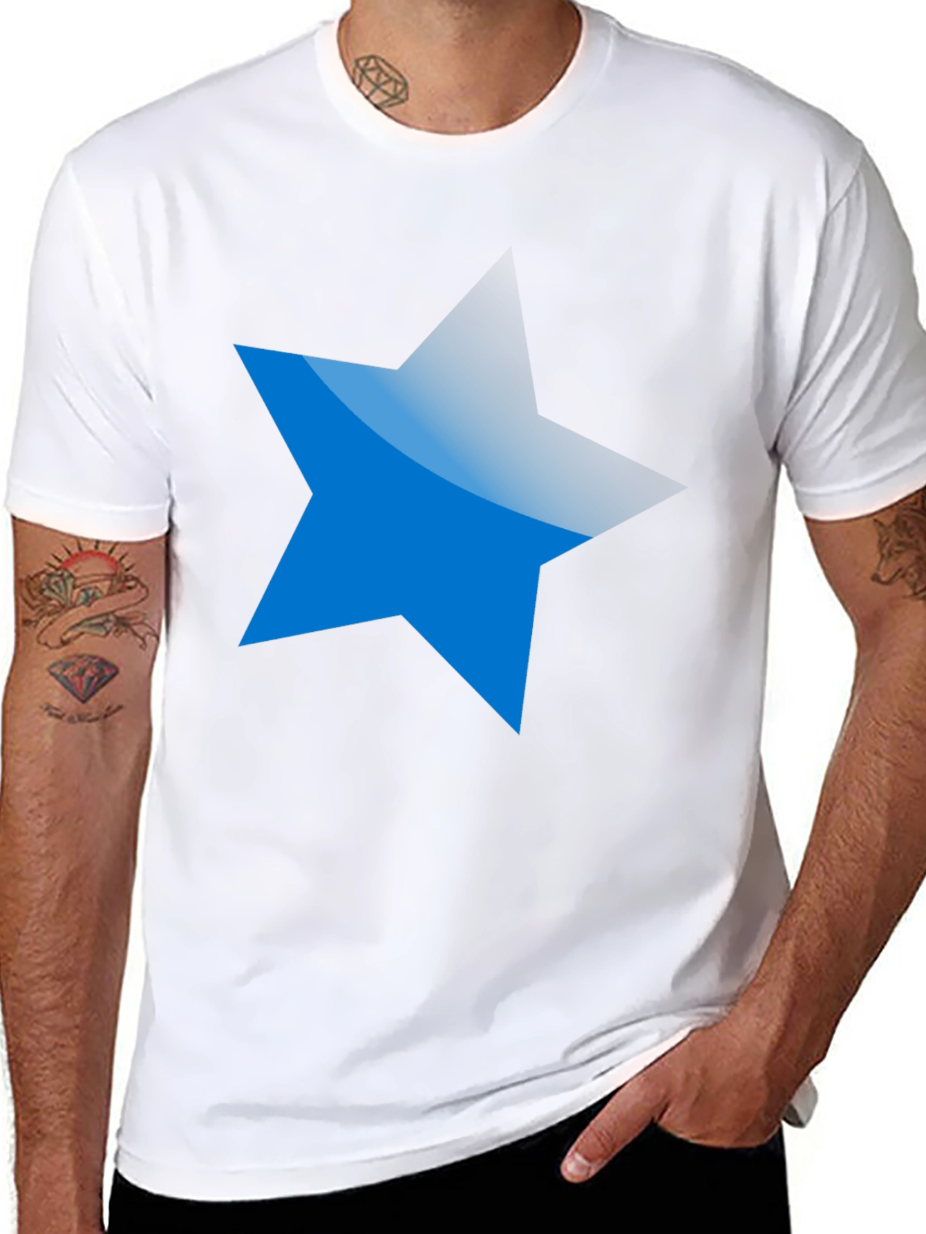 Blue Star Graphic Black T-Shirt