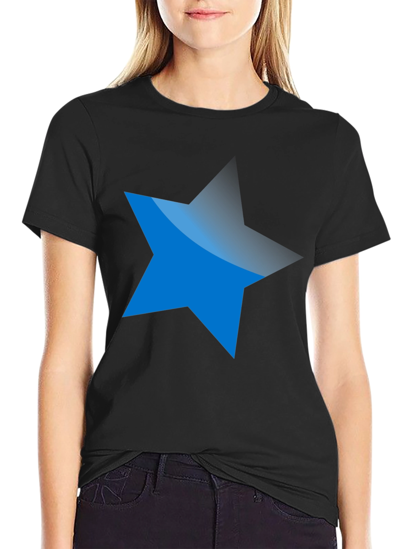 Blue Star Graphic Black T-Shirt