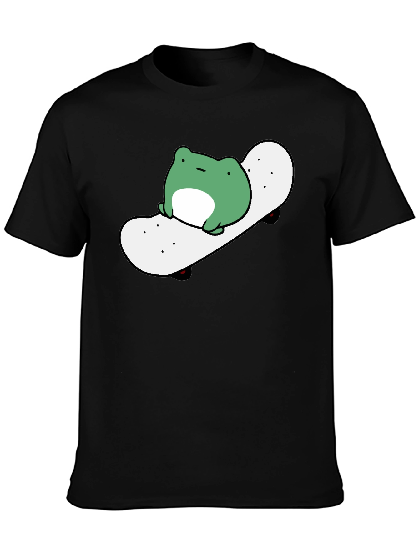 Frog Skateboard Graphic Tee - Casual Black T-Shirt