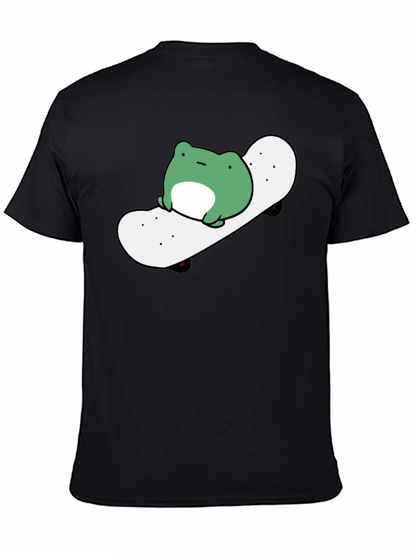 Frog Skateboard Graphic Tee - Casual Black T-Shirt