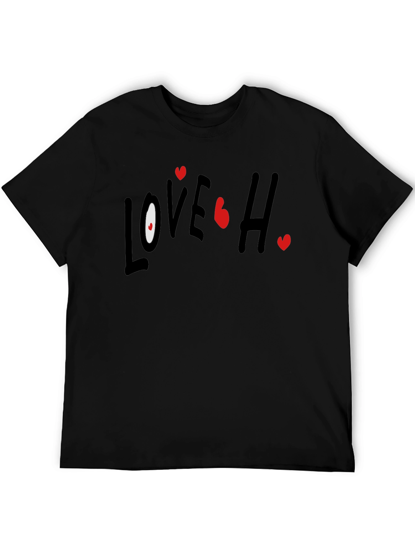 Love Hearts Graphic Black T-Shirt