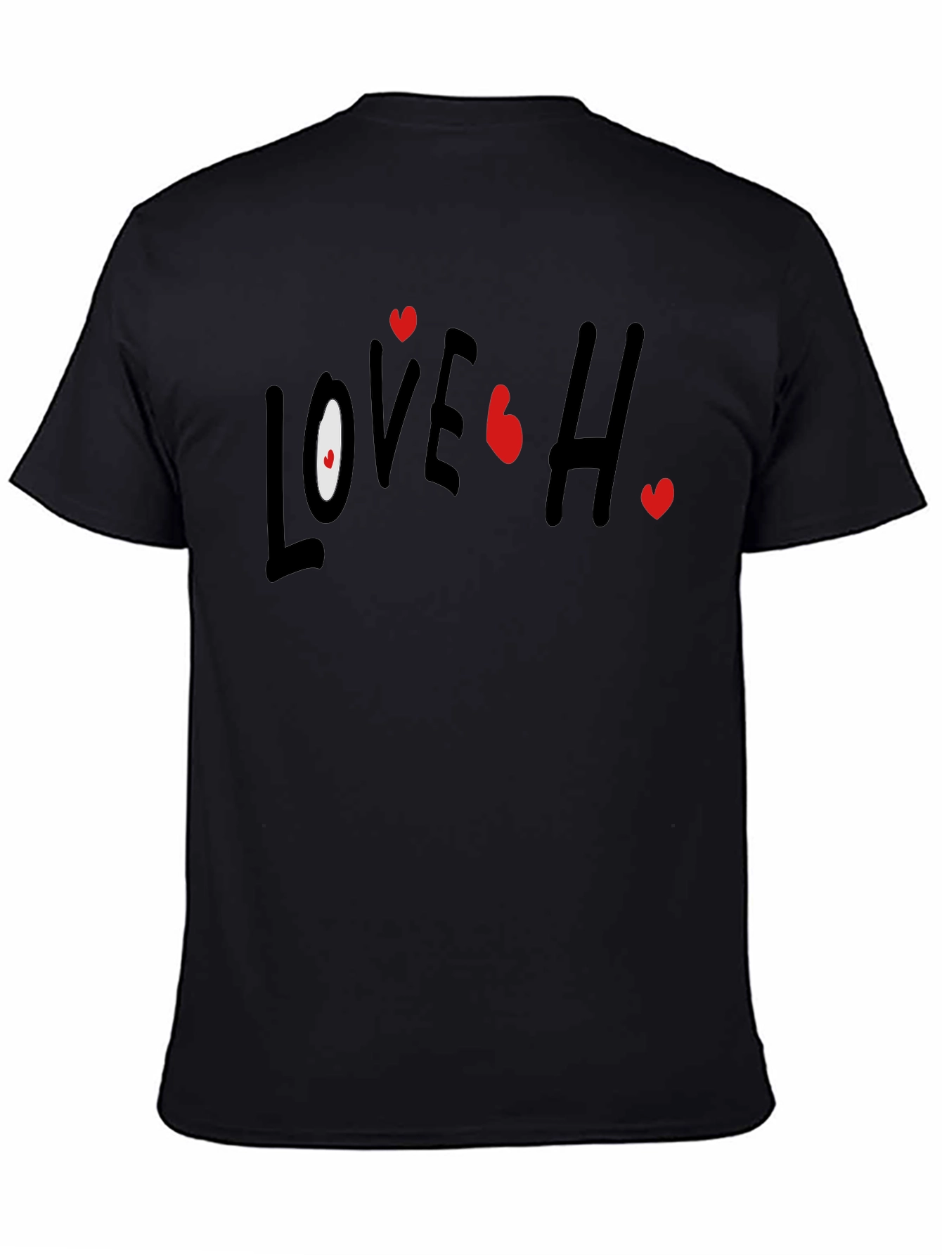 Love Hearts Graphic Black T-Shirt
