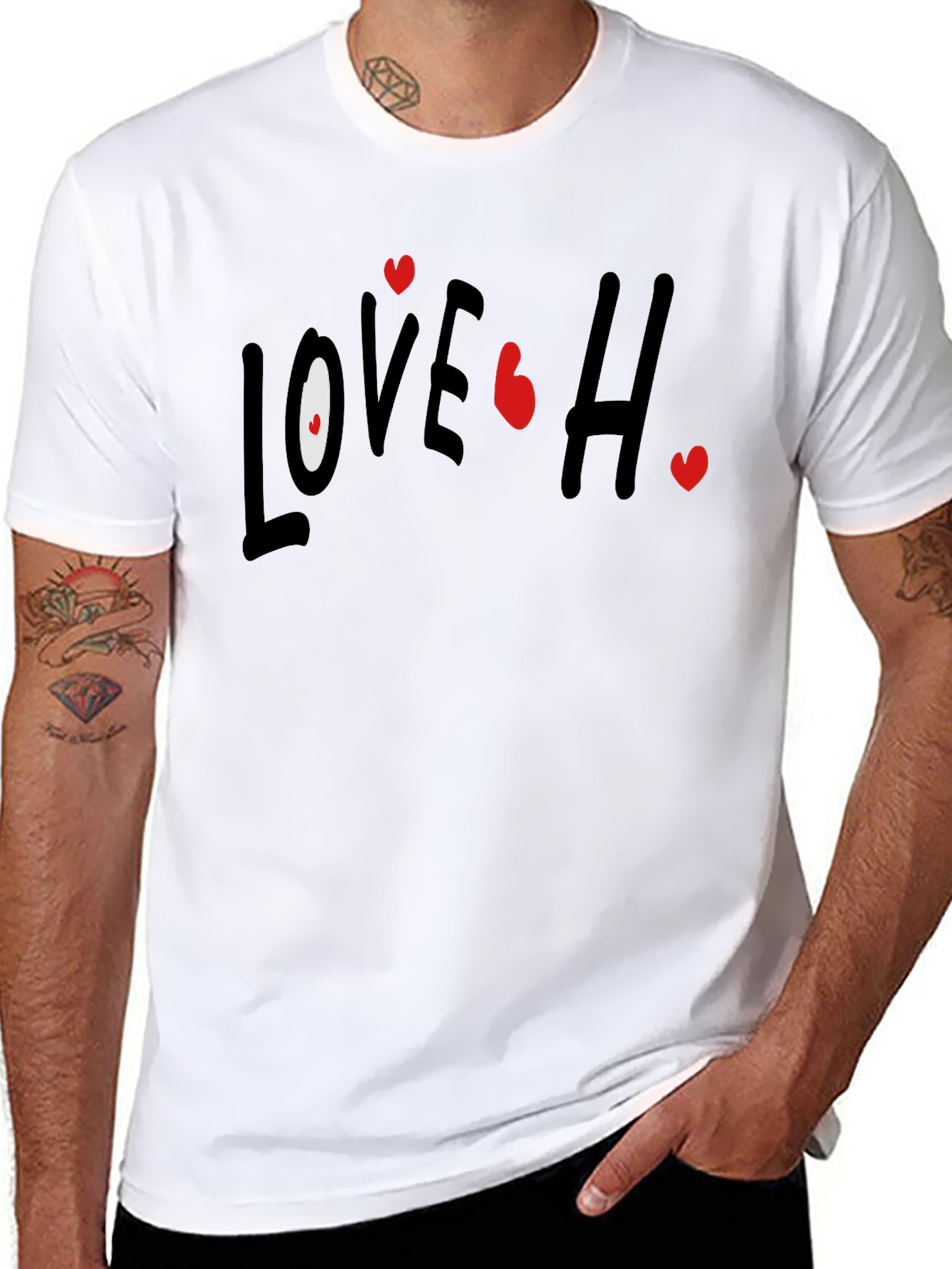 Love Hearts Graphic Black T-Shirt