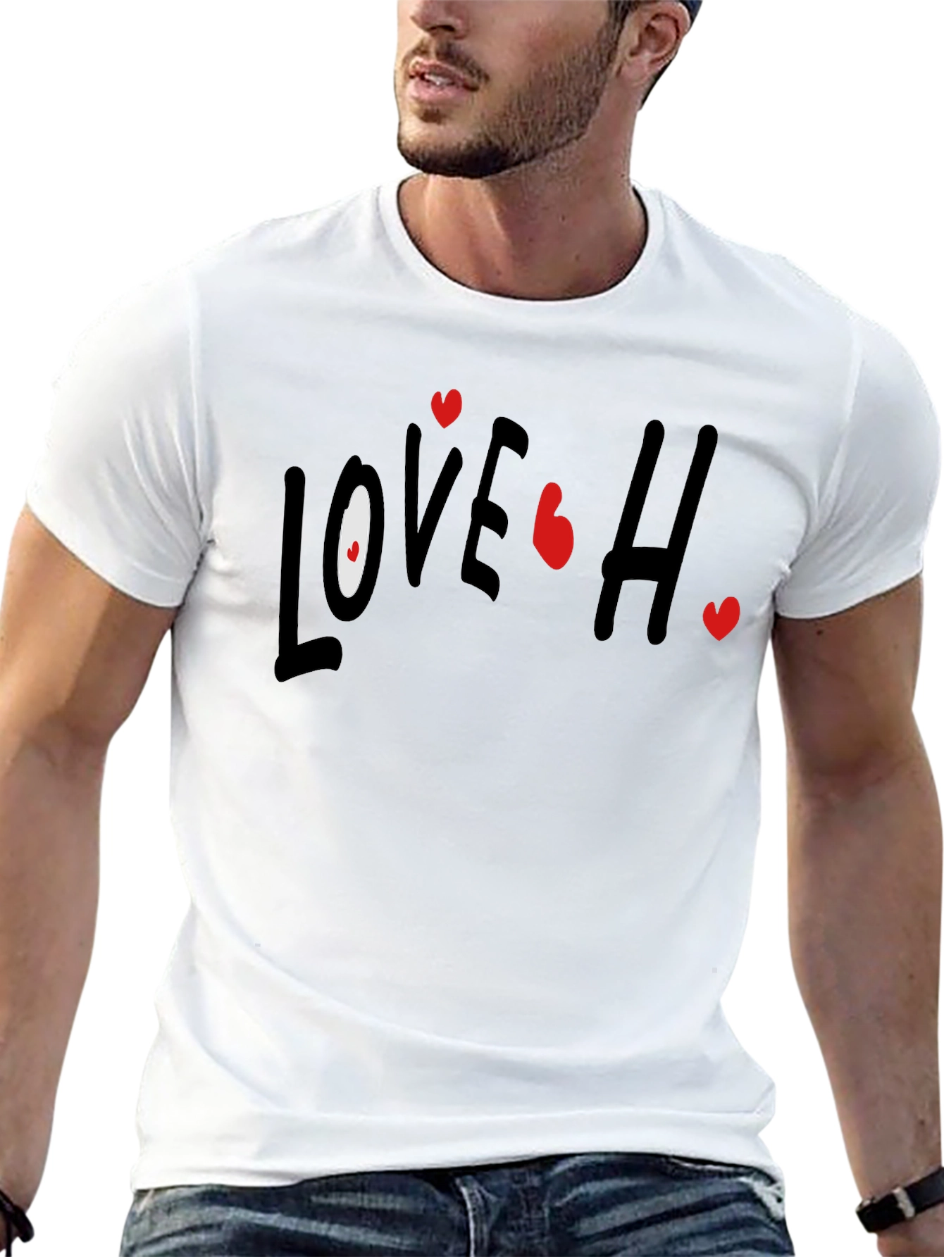 Love Hearts Graphic Black T-Shirt