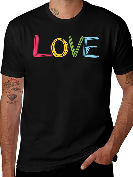 Love Graphic Print Crew Neck T-Shirt - Black