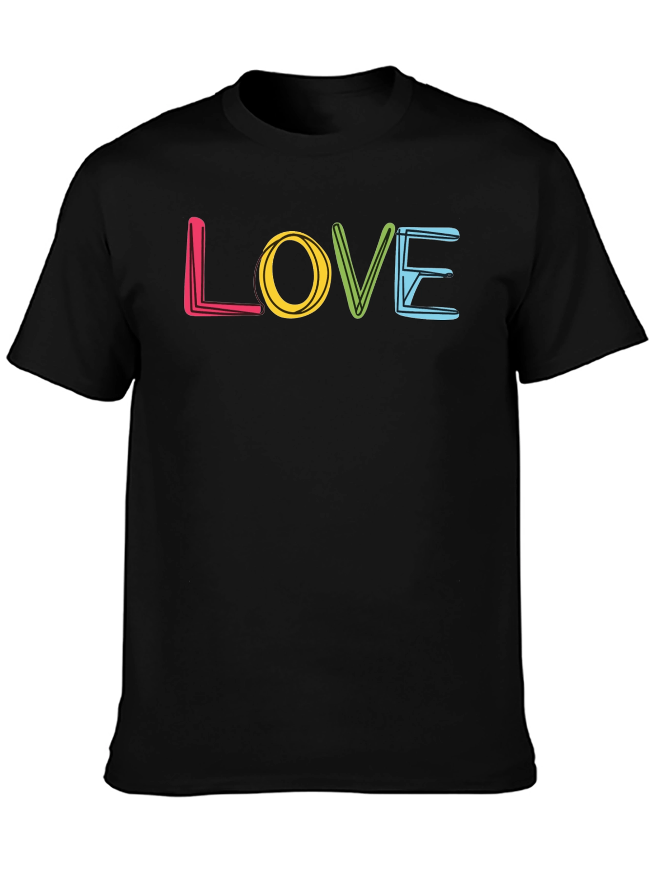 Love Graphic Print Crew Neck T-Shirt - Black
