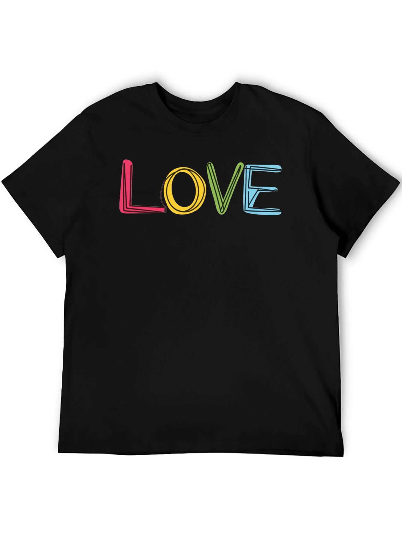 Love Graphic Print Crew Neck T-Shirt - Black