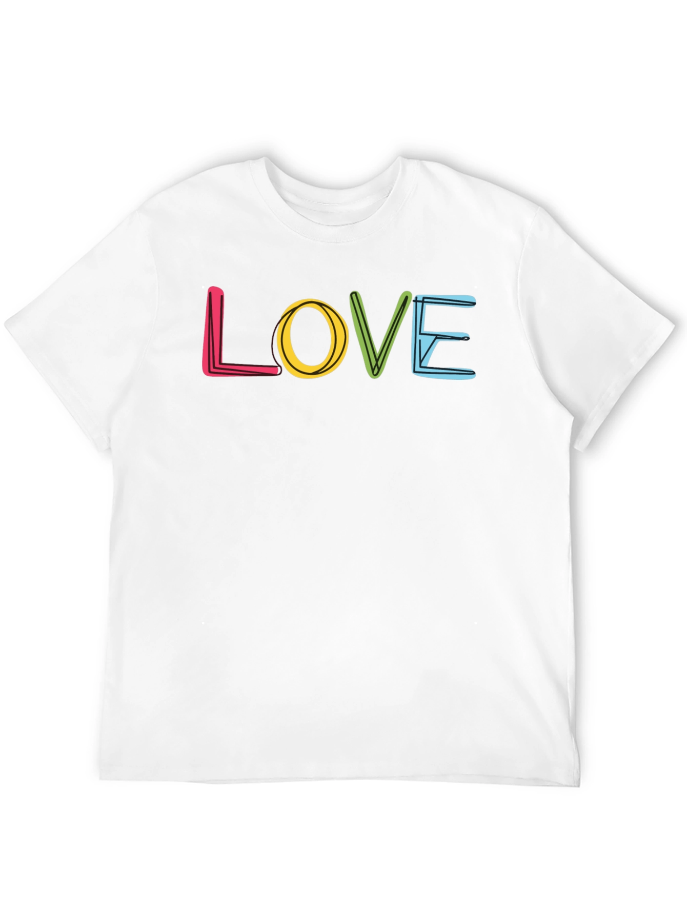 Love Graphic Print Crew Neck T-Shirt - Black
