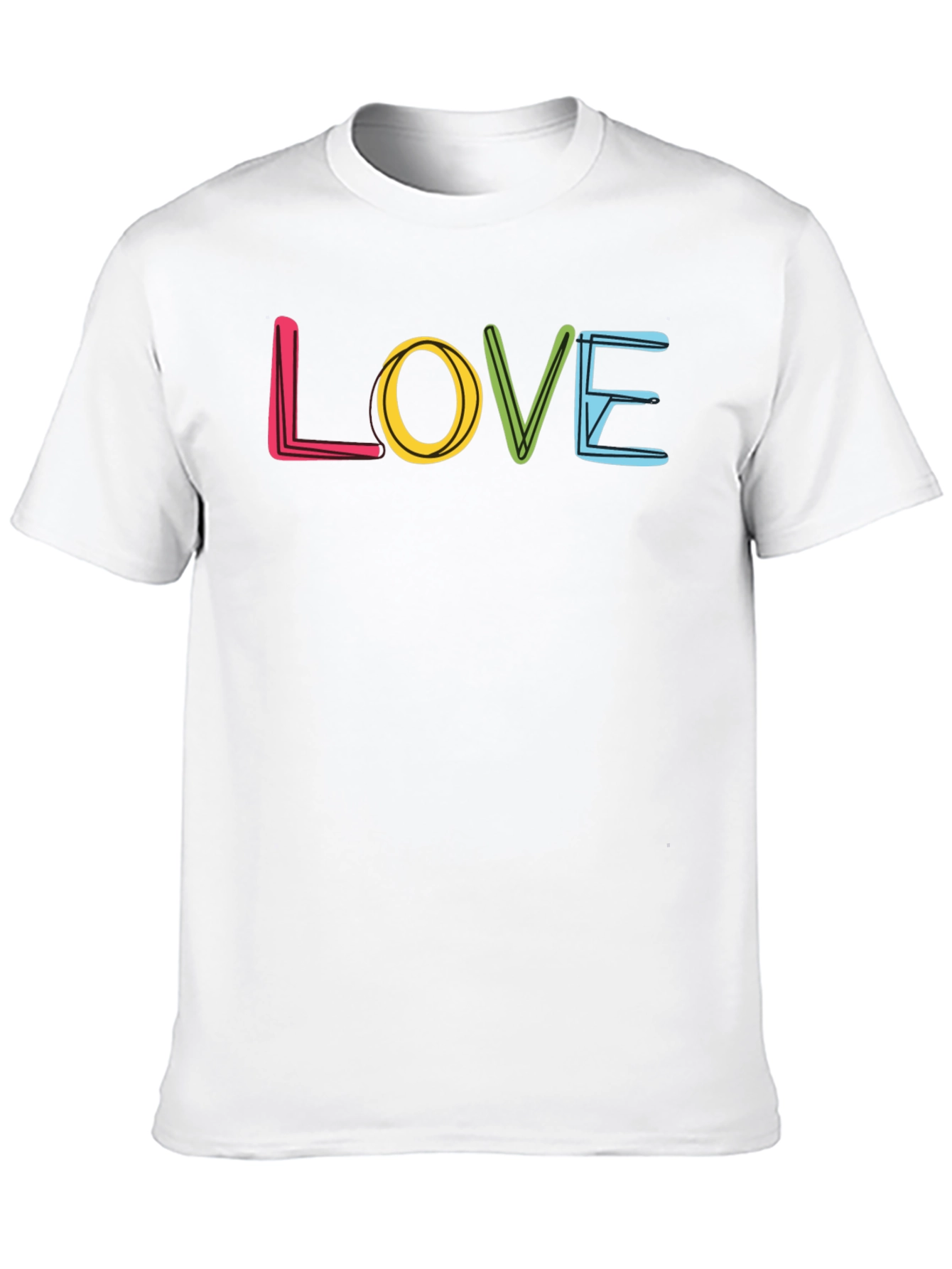Love Graphic Print Crew Neck T-Shirt - Black