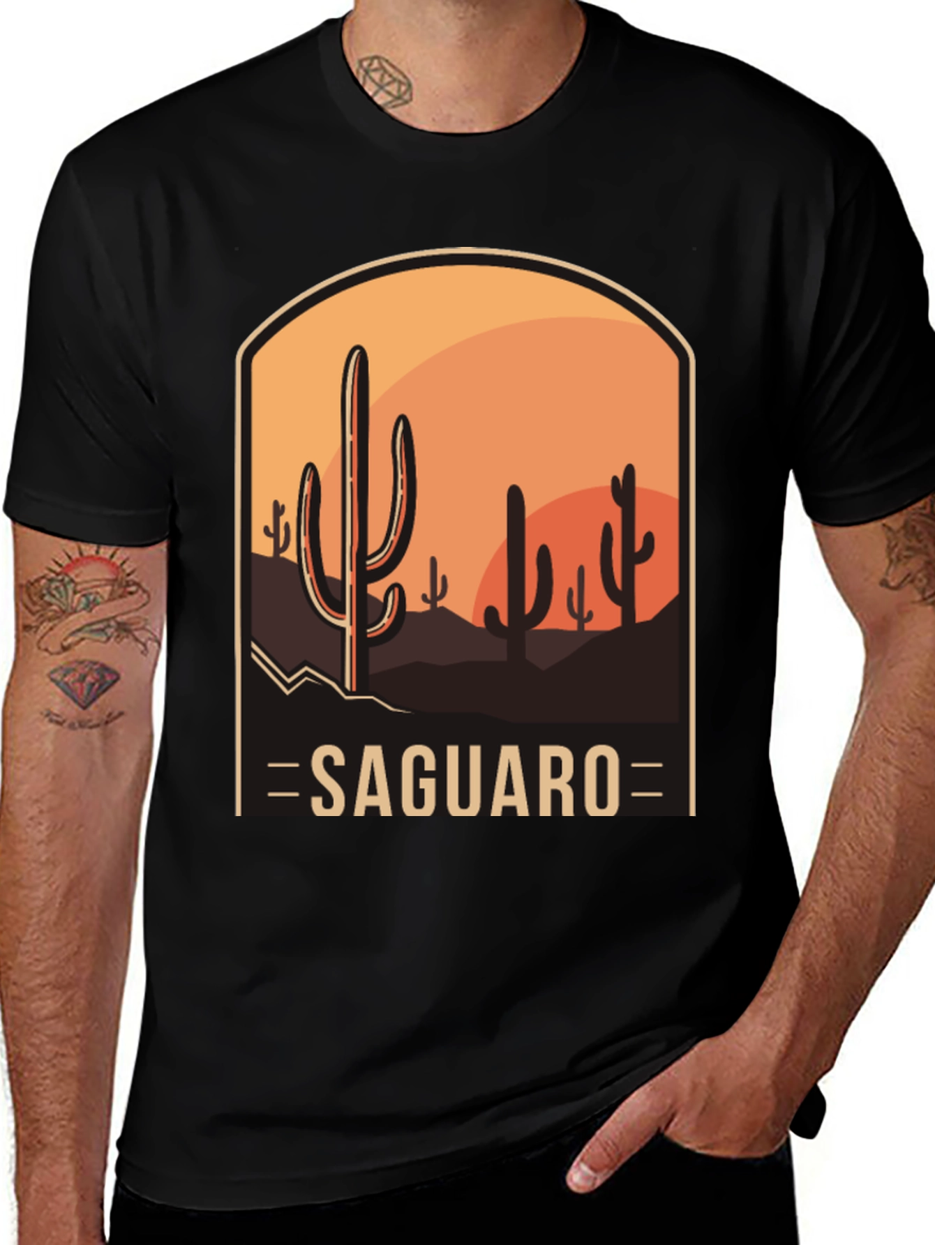 Saguaro Desert Graphic Tee - Unisex Black T-Shirt