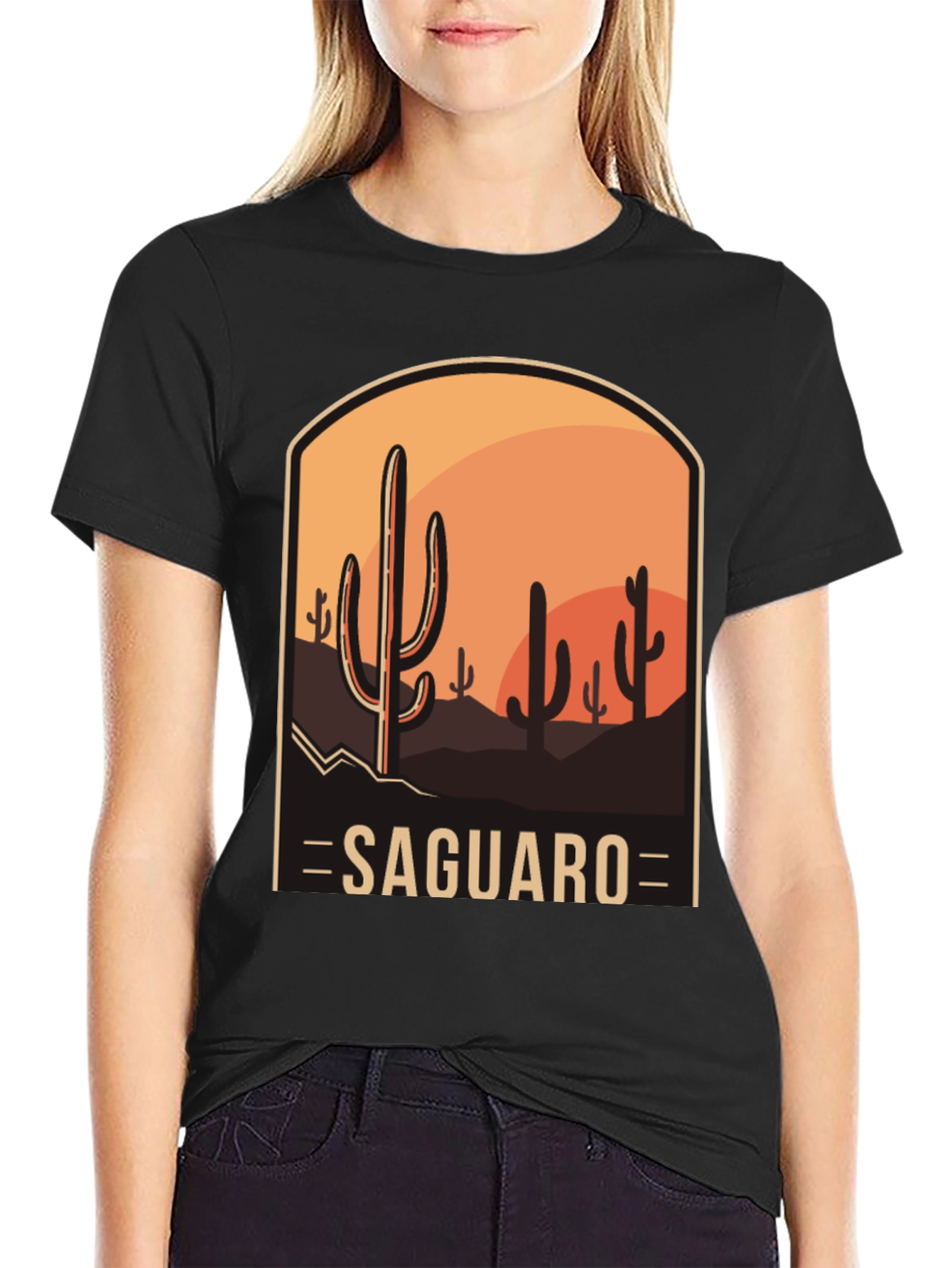 Saguaro Desert Graphic Tee - Unisex Black T-Shirt