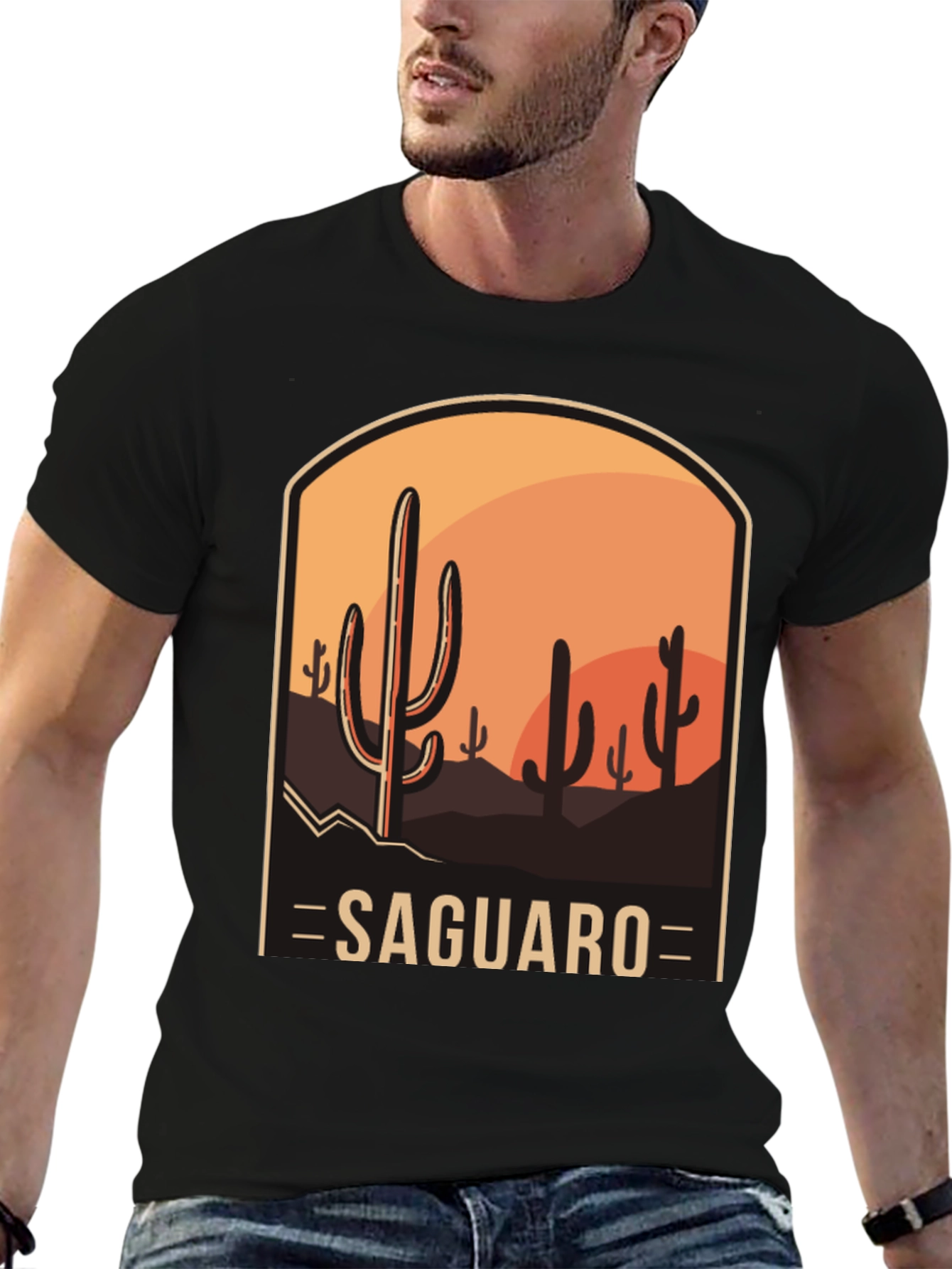 Saguaro Desert Graphic Tee - Unisex Black T-Shirt