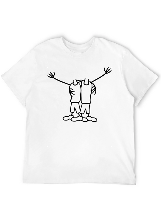 Cartoon Hugging Figures Graphic Black T-Shirt