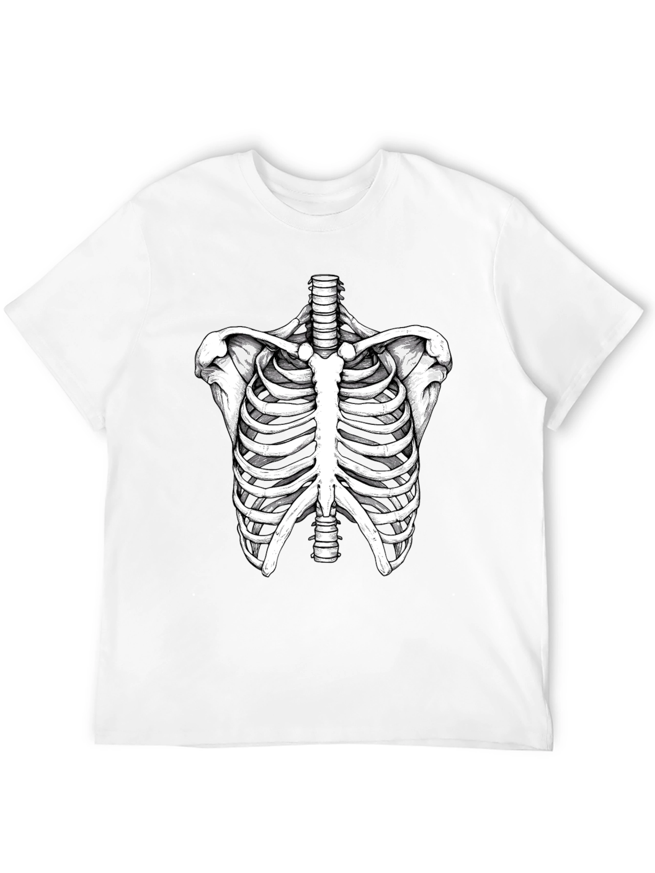Skeleton Rib Cage Graphic Tee - Black