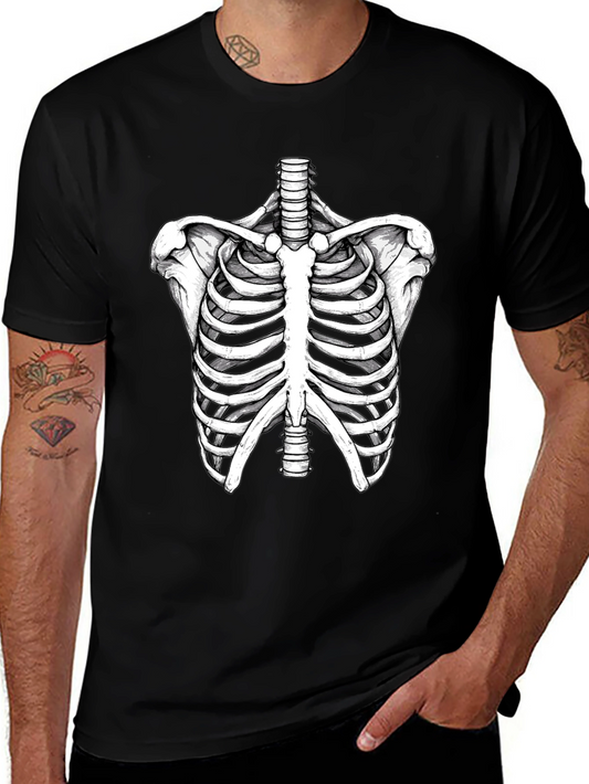 Skeleton Rib Cage Graphic Tee - Black