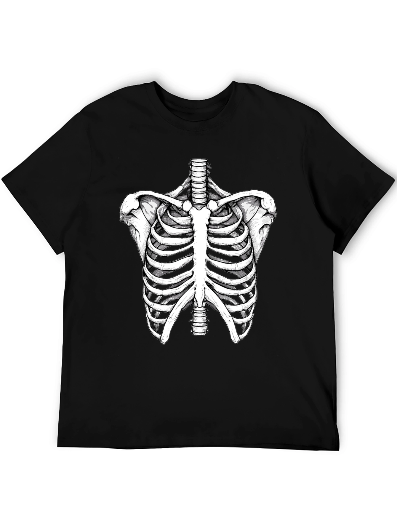Skeleton Rib Cage Graphic Tee - Black