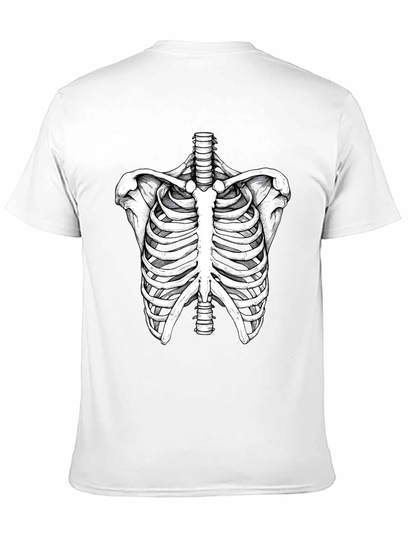 Skeleton Rib Cage Graphic Tee - Black