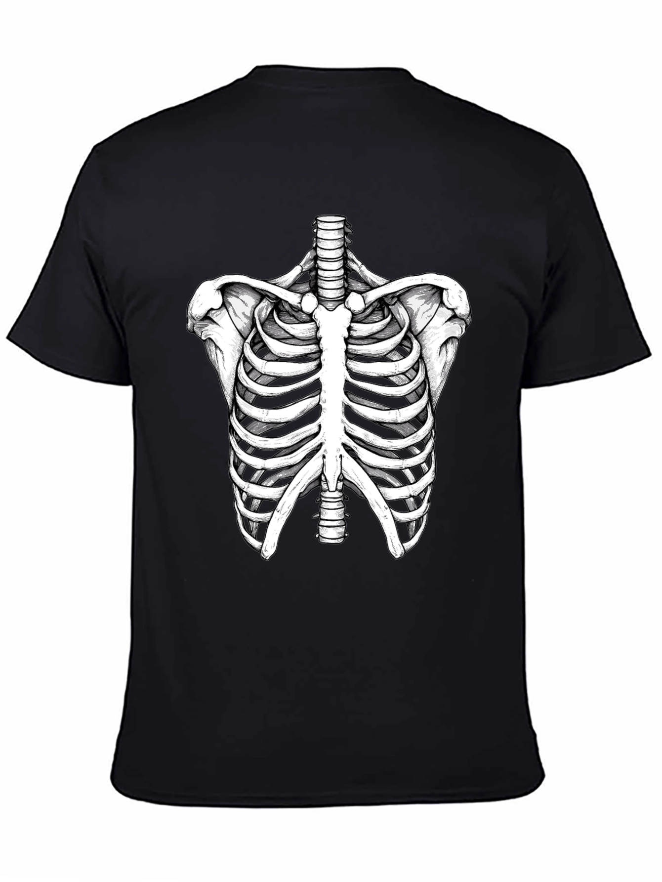 Skeleton Rib Cage Graphic Tee - Black