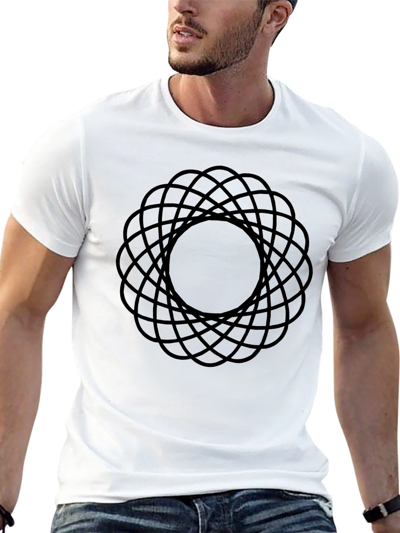 Abstract Geometric Pattern T-Shirt - Modern Black Tee