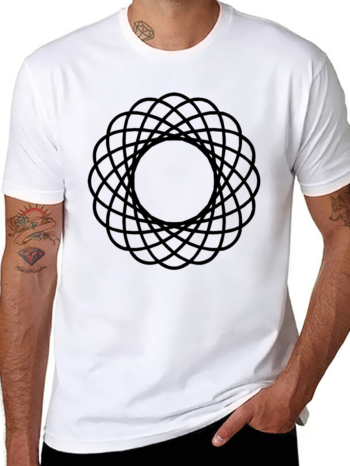 Abstract Geometric Pattern T-Shirt - Modern Black Tee
